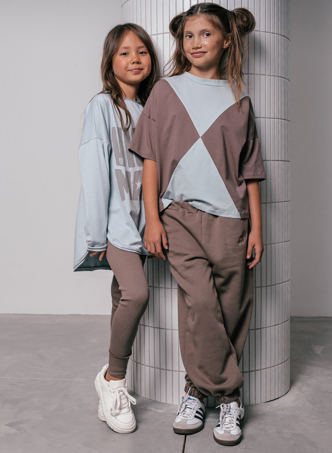 koszulka dziecięca- PANEL TEE brown/light blue