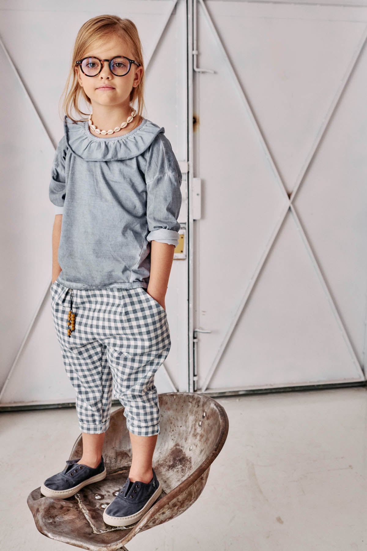 bluzka dziecięca- COLLAR COLDDYE LONGSLEEVE blue