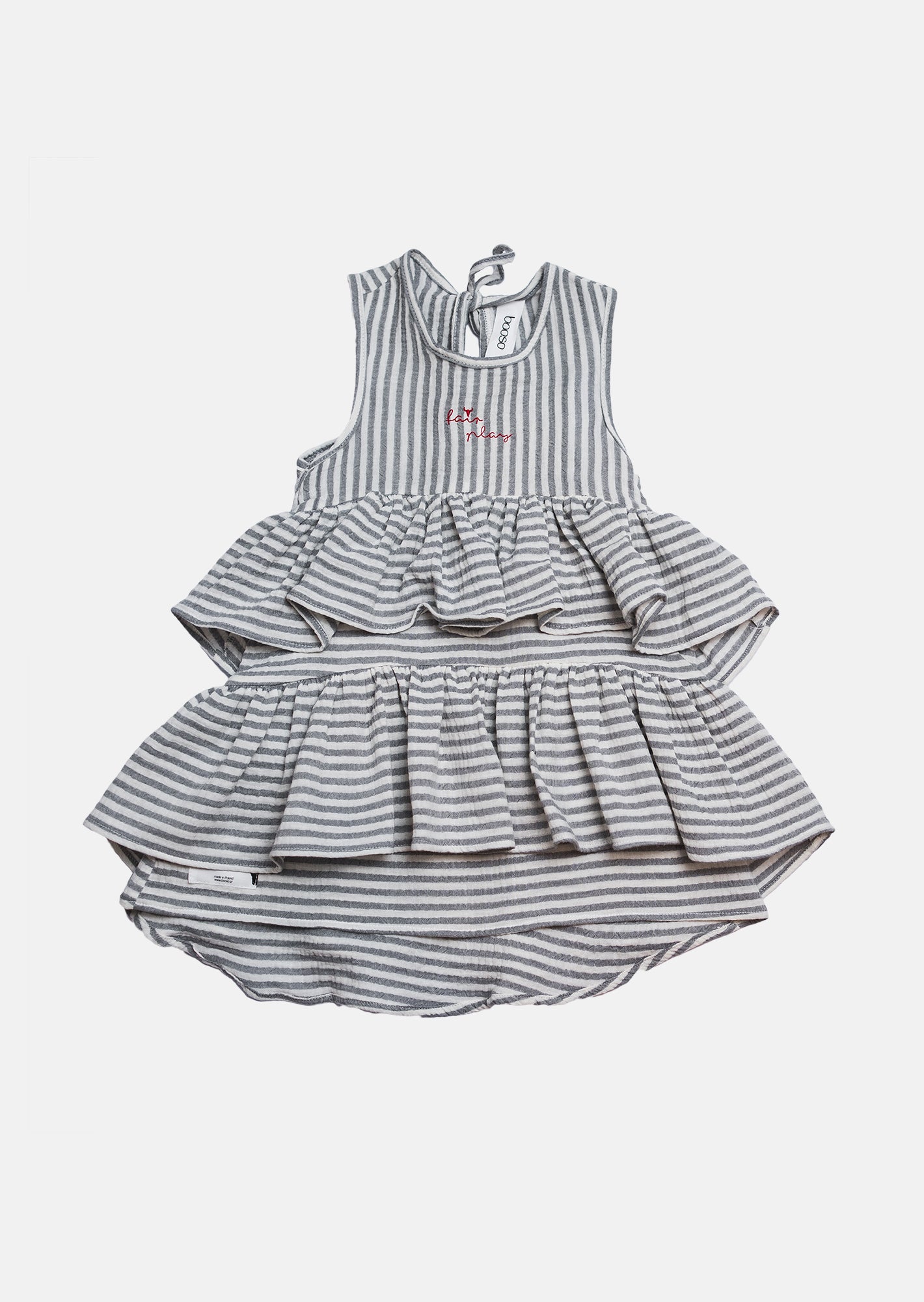 sukienka dziecięca- STRIPED WAVE DRESS ecru/gray