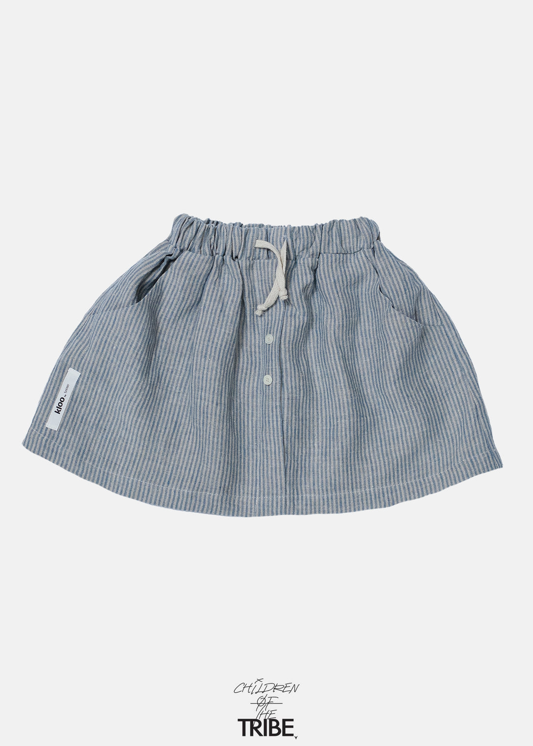 spódnica dziecięca- STRIPED LINEN SKIRT ecru/teal