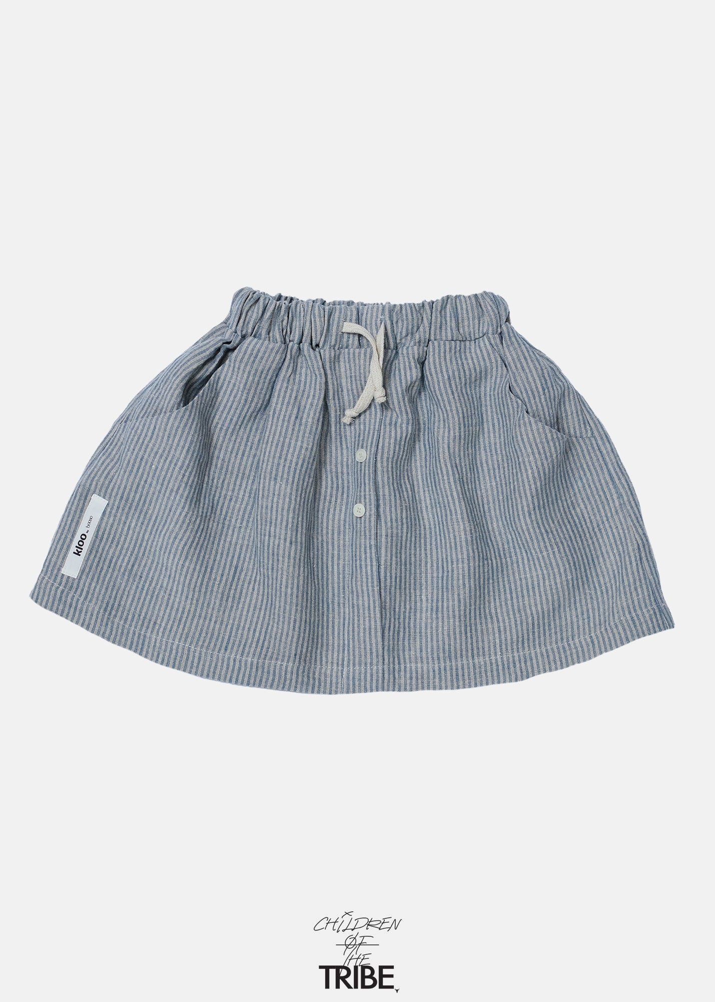 spódnica dziecięca- STRIPED LINEN SKIRT ecru/teal
