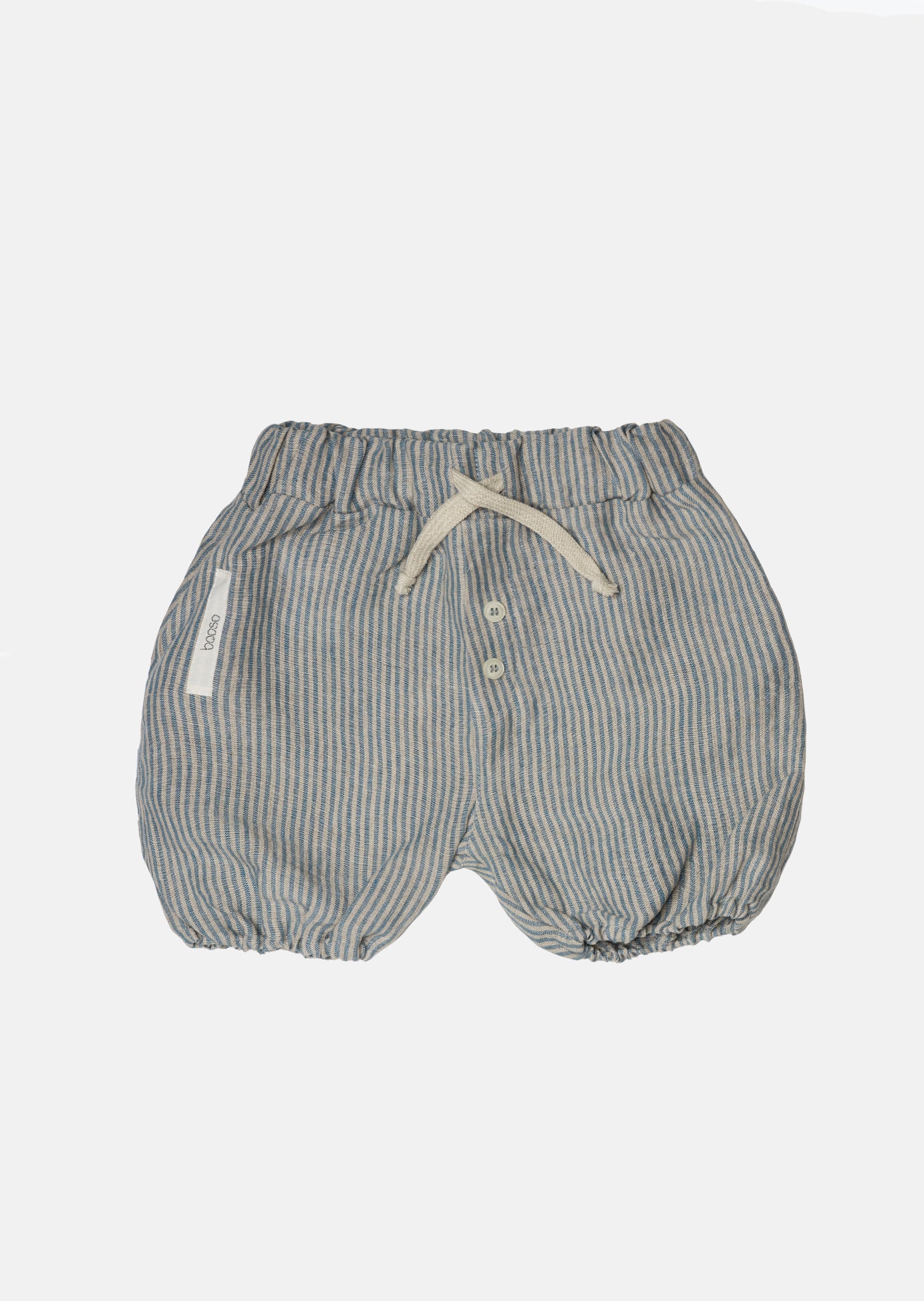 szorty dziecięce- STRIPED LINEN BLOOMERS ecru/teal