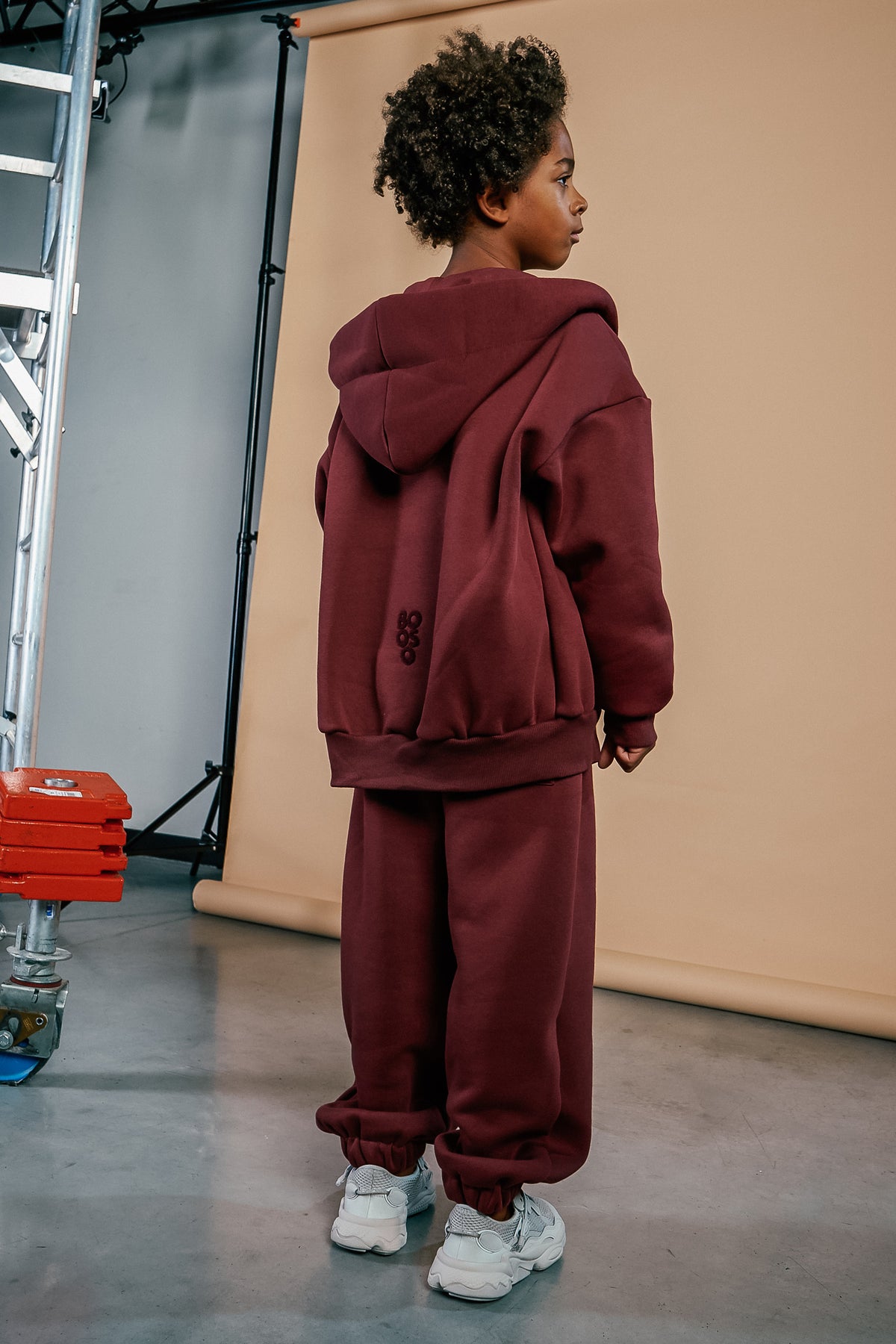 bluza dziecięca- WARM ZIP WIDE HOODIE burgund