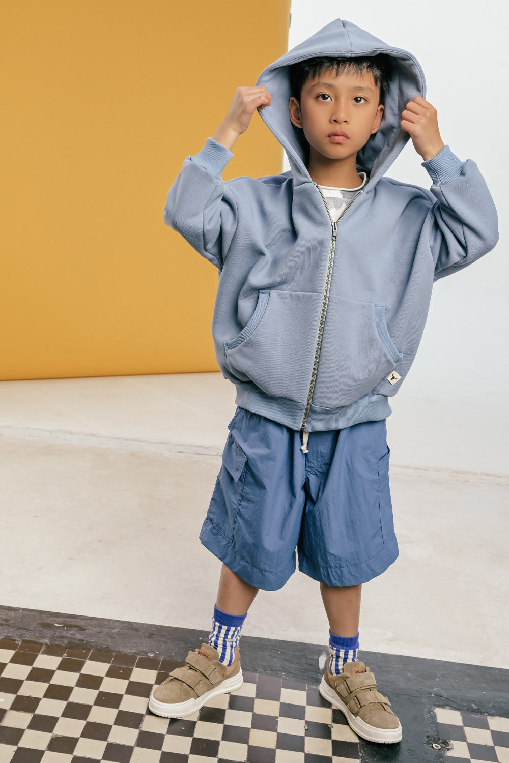 szorty dziecięce - CARGO BLUE SHORTS