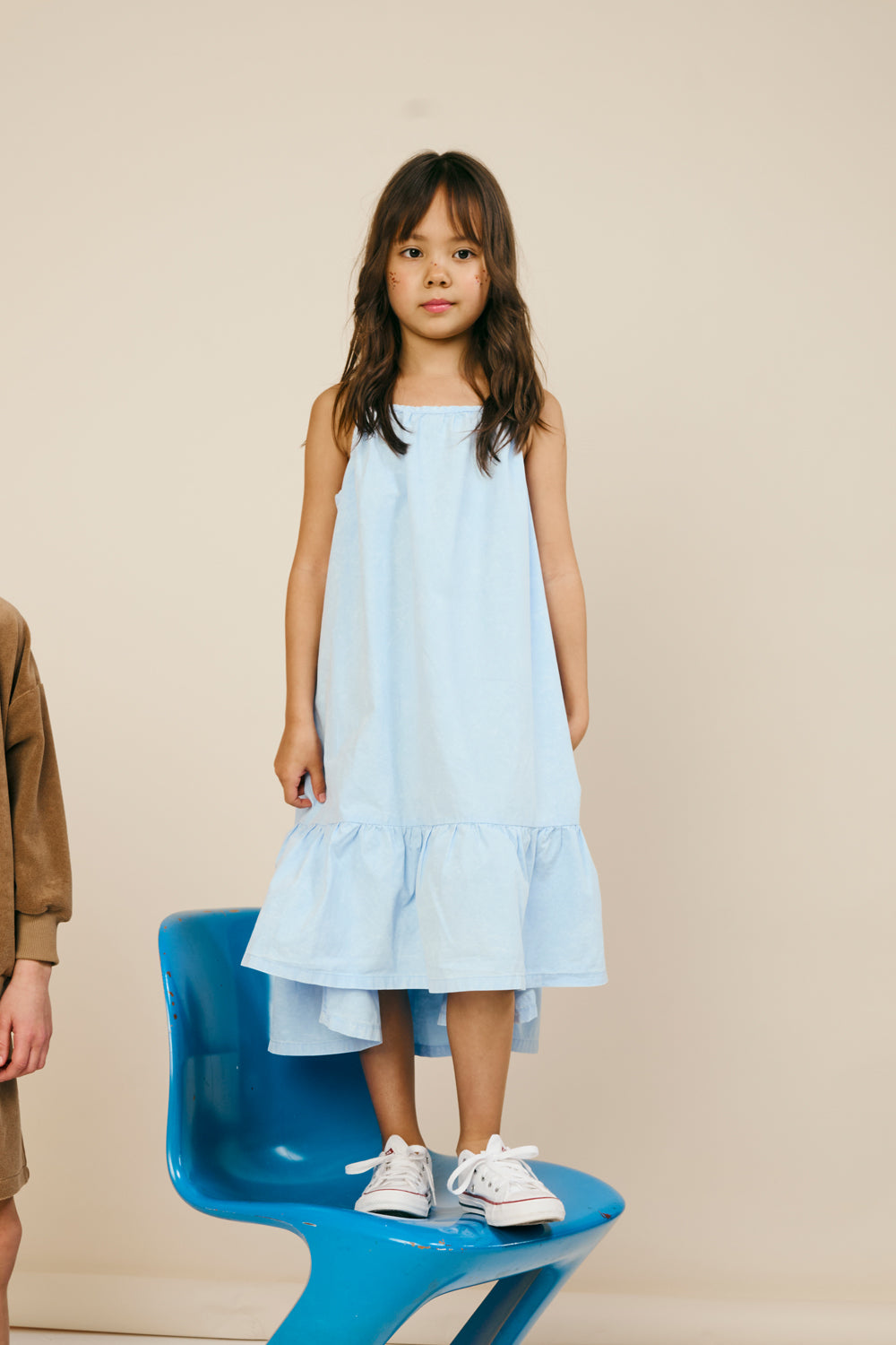sukienka dziecięca- WAVE LONG DRESS light blue