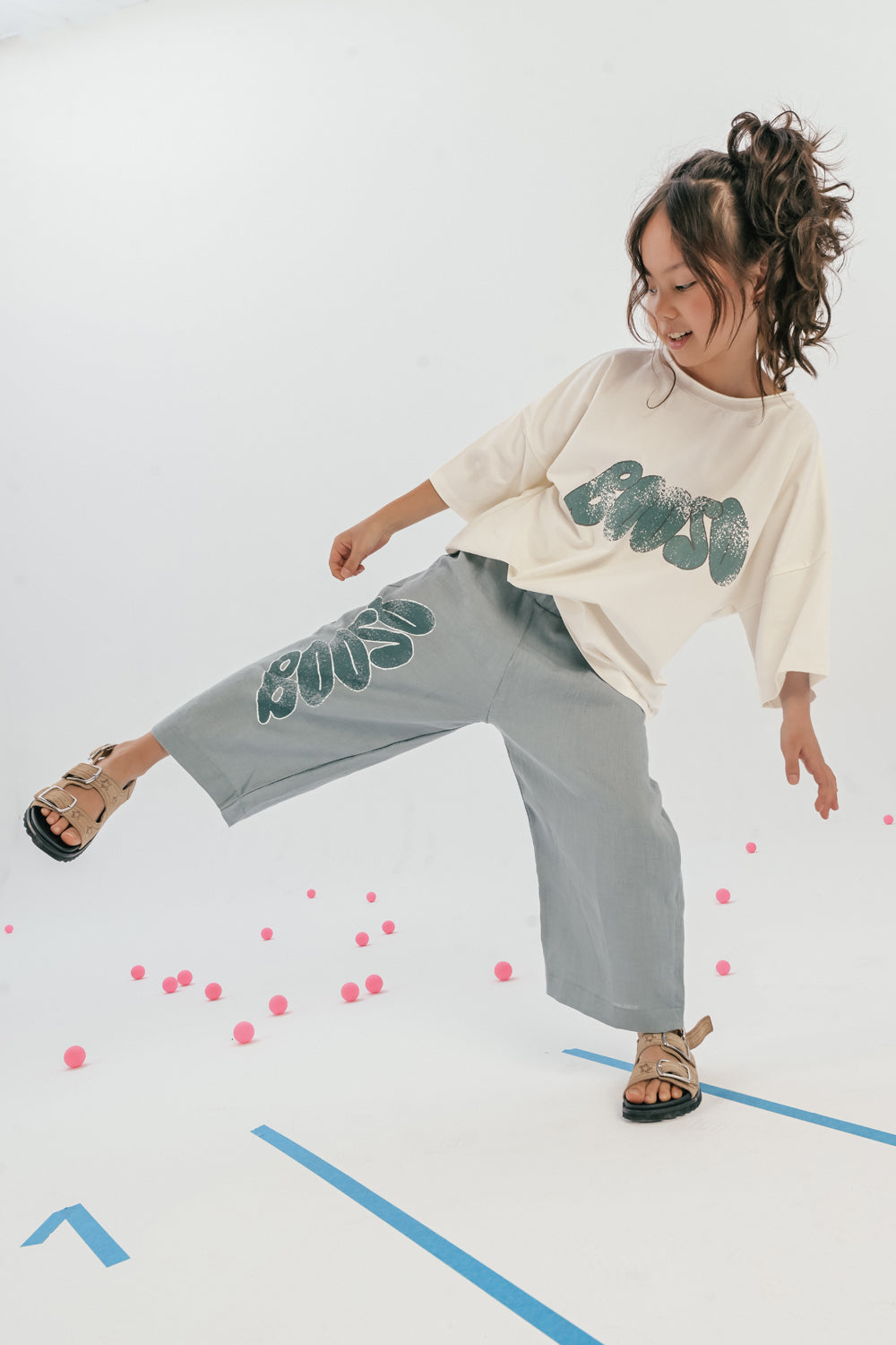 spodnie dziecięce - LINEN GREEN CULOTES