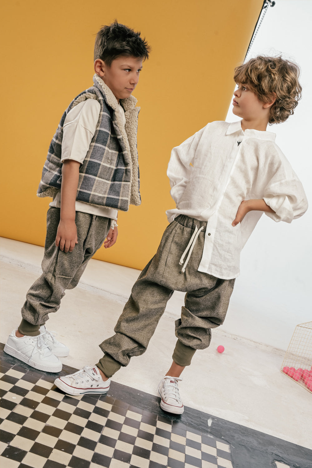 kamizelka dziecięca- CHECKED BOOSO VEST beige/green/graphite