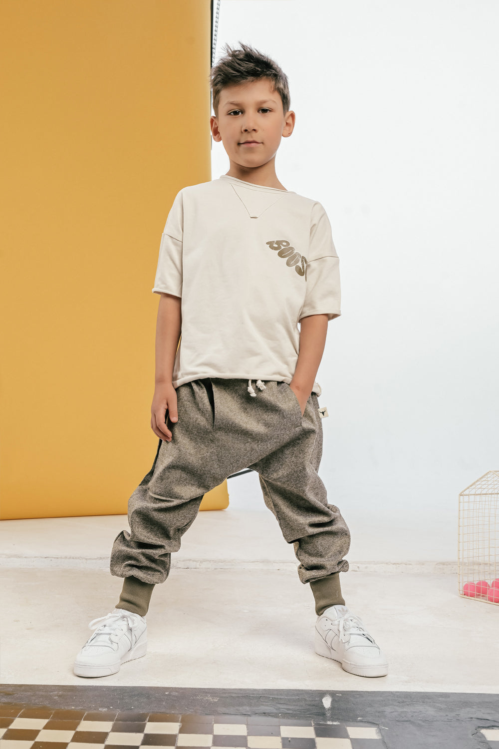 spodnie dziecięce- ELEGANT WELT PANTS khaki