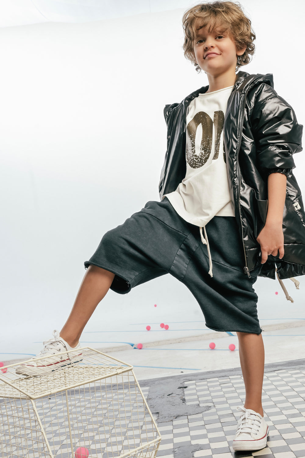 szorty dziecięce - STRIPE SHORTS graphite