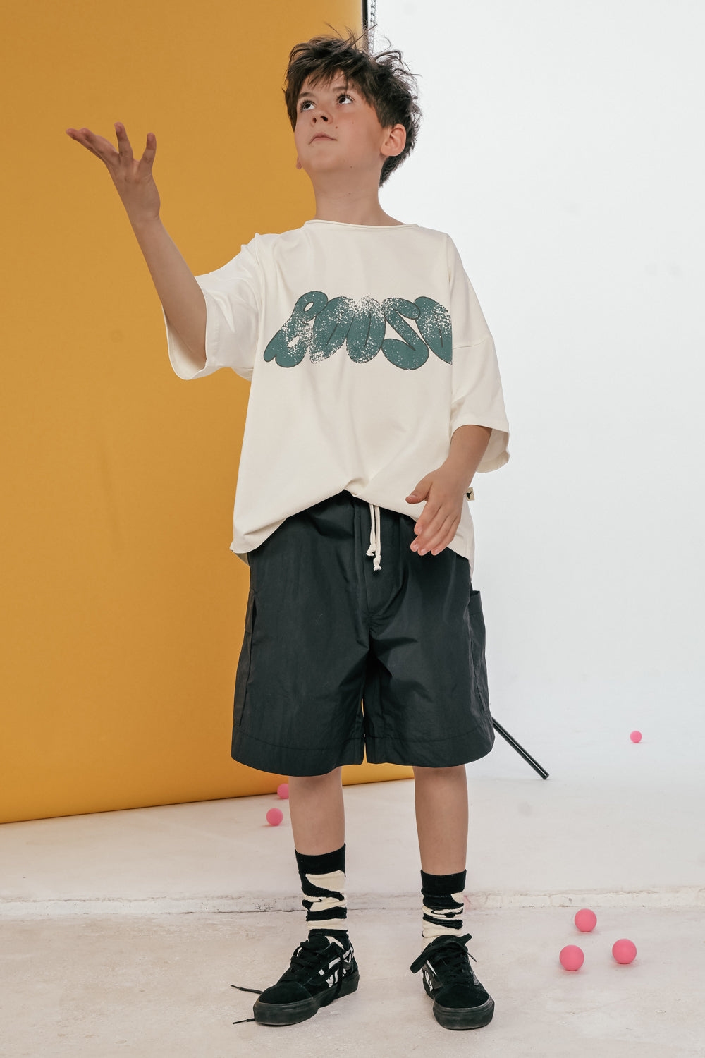 szorty dziecięce - CARGO BLACK SHORTS black