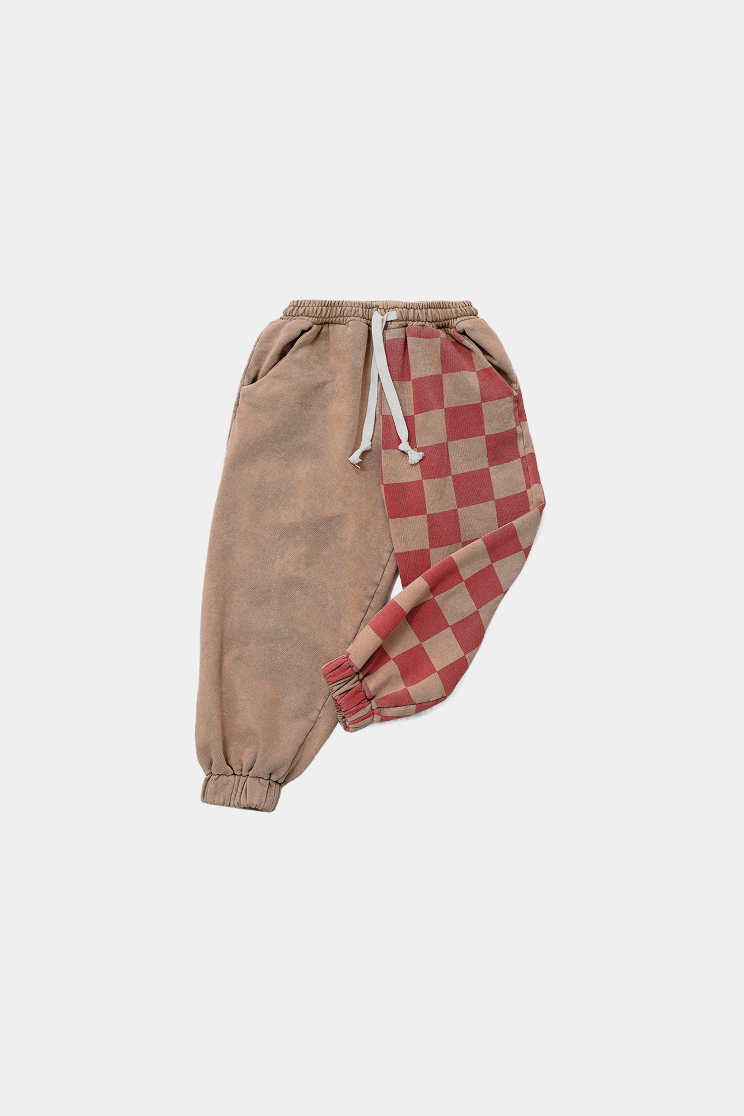 spodnie dziecięce- DOUBLE CHECKED WIDE PANTS beige/red