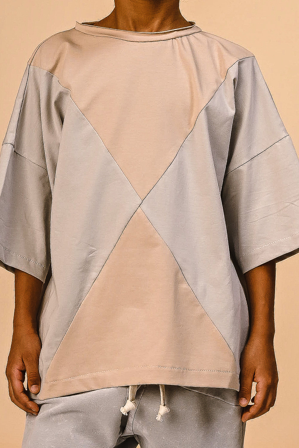 koszulka dziecięca- PANEL TEE beige/gray