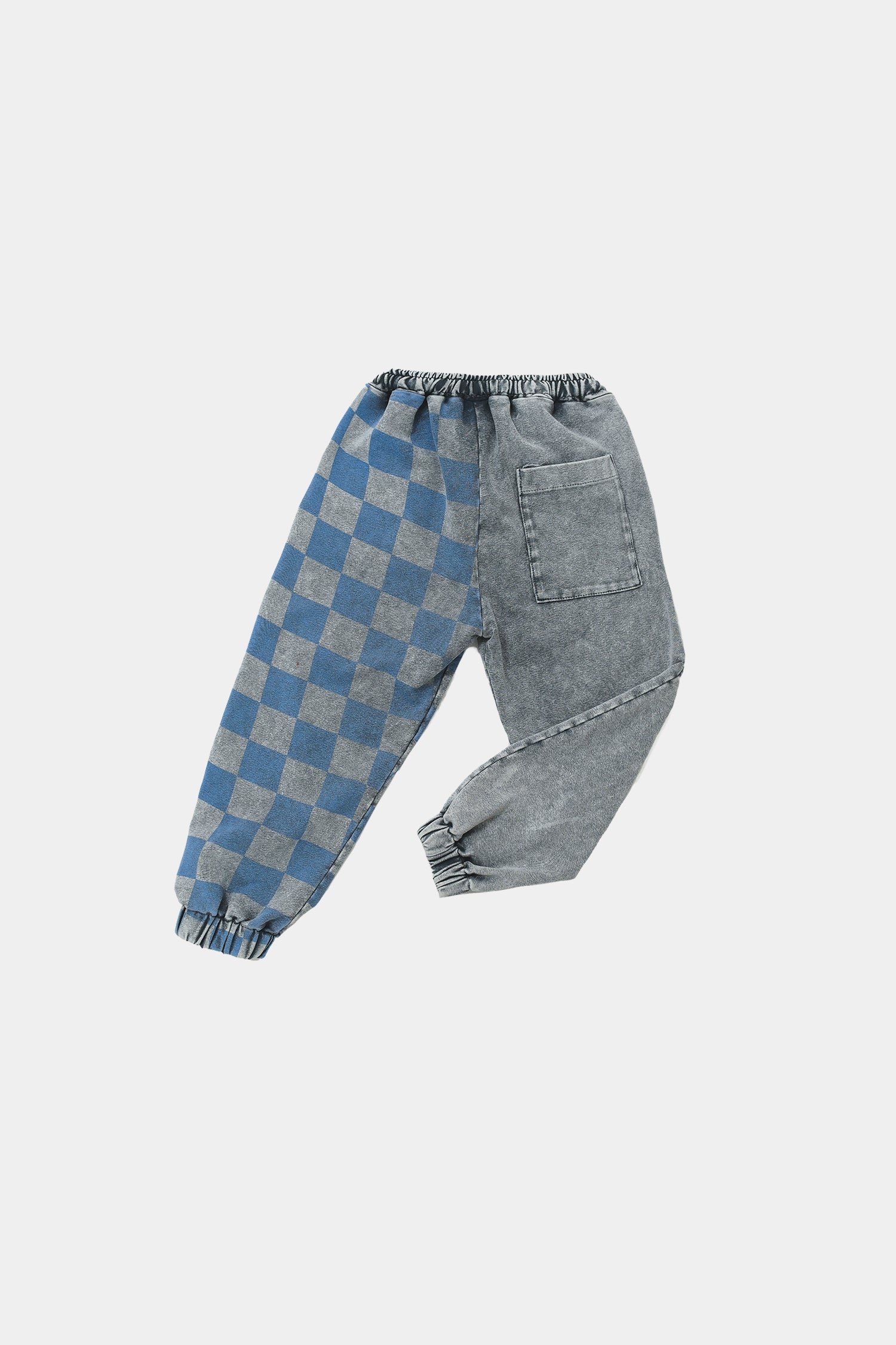 spodnie dziecięce- WIDE CHECKED PANTS gray/blue