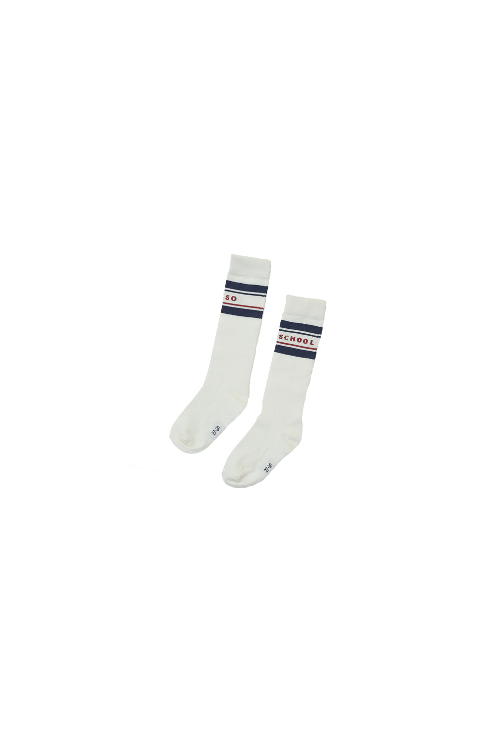 skarpety dziecięce - LONG SCHOOL SOCKS ecru/graphite/red