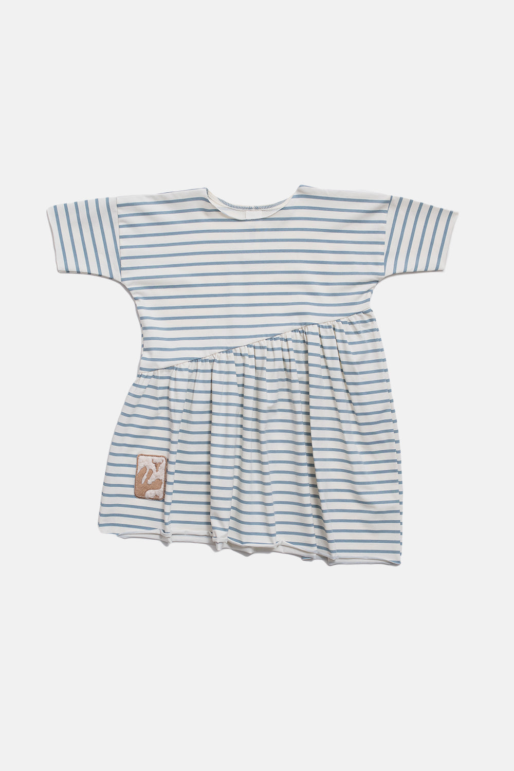 sukienka dziecięca- STRIPED BEVEL DRESS ecru/blue