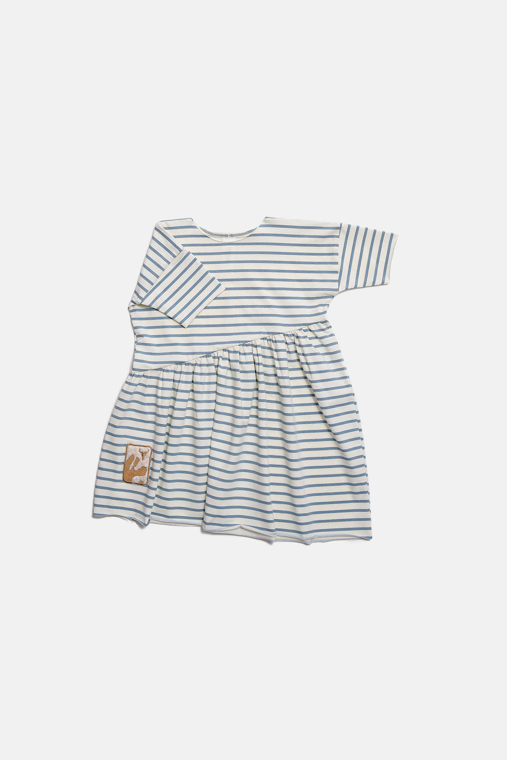 sukienka dziecięca- STRIPED BEVEL DRESS ecru/blue