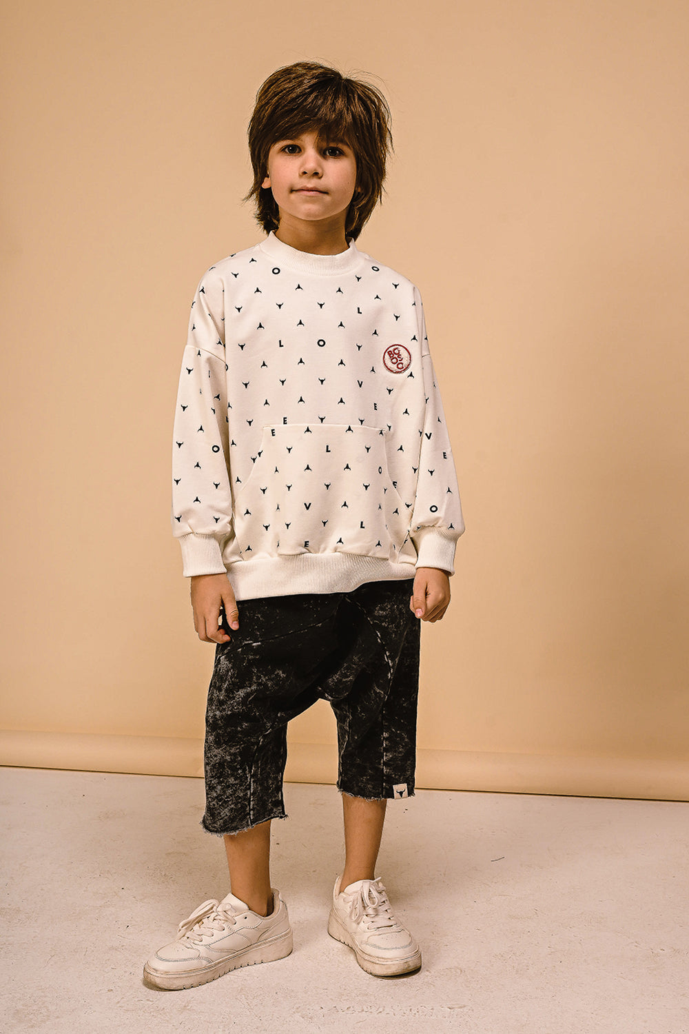bluza dziecięca- LOVE SWEATSHIRT ecru/black