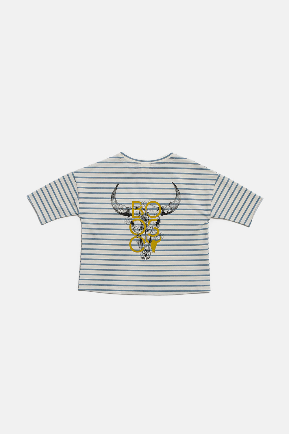 koszulka dziecięca- STRIPED SHORT TEE BISON ecru/blue