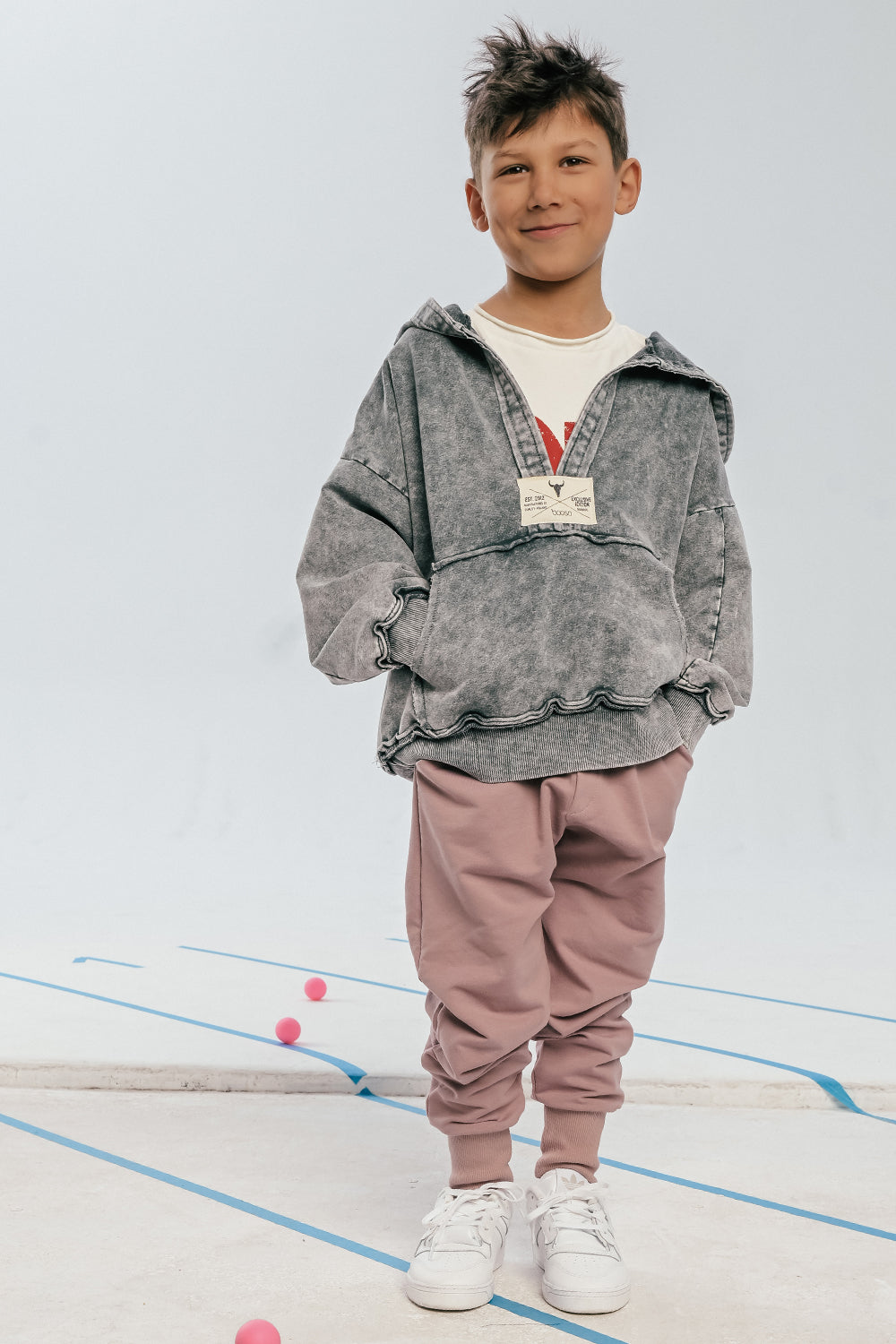 bluza dziecięca- ACID POCKET HOODIE light gray