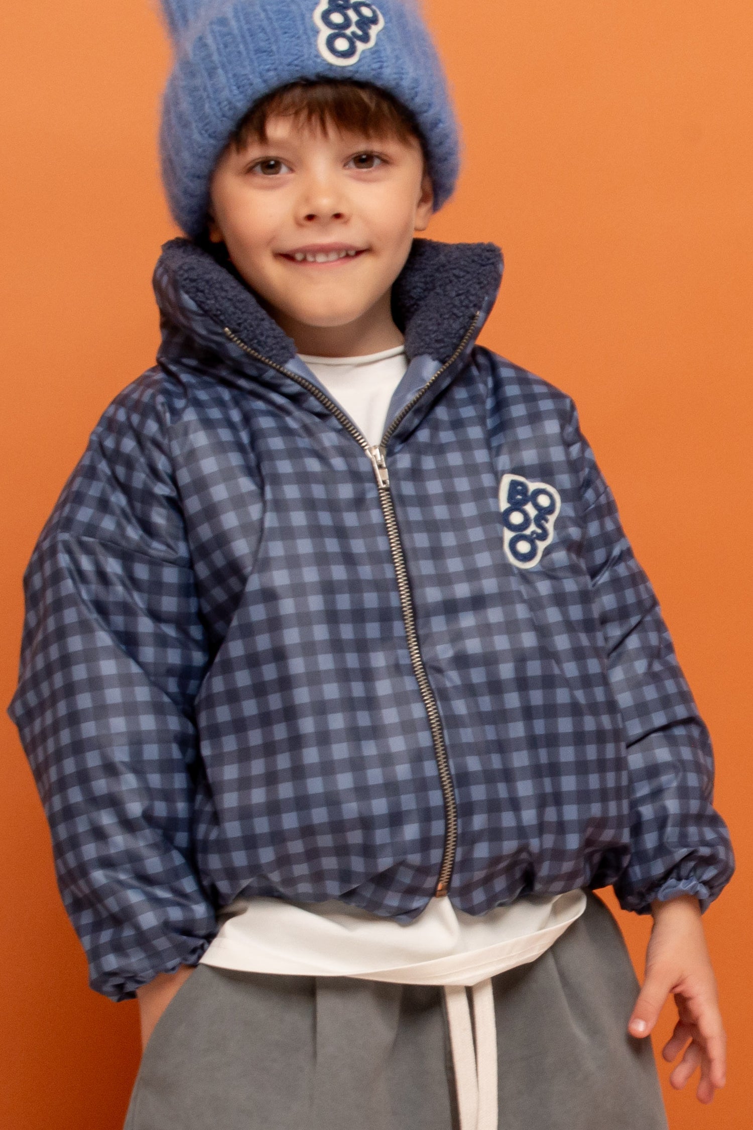 kurtka dziecięca- BLUE WIDE CHECKED COAT