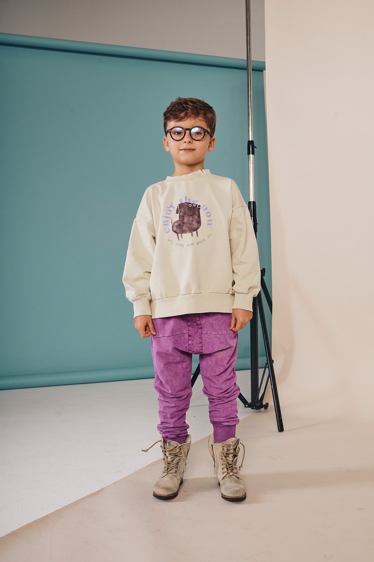 spodnie dziecięce- STRIPED ACID PANTS vintage purple
