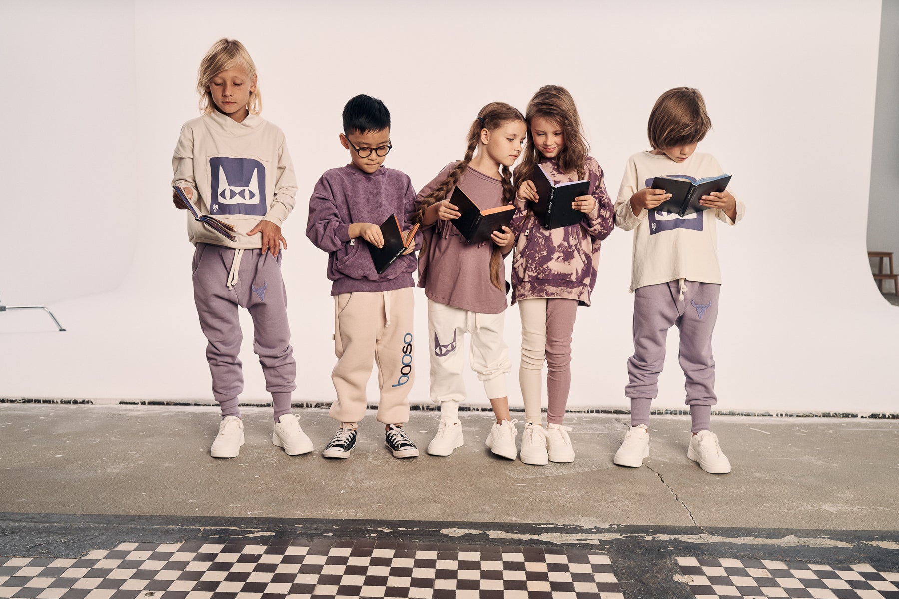 bluza dziecięca- SPLASH POCKET SWEATSHIRT purple/ecru