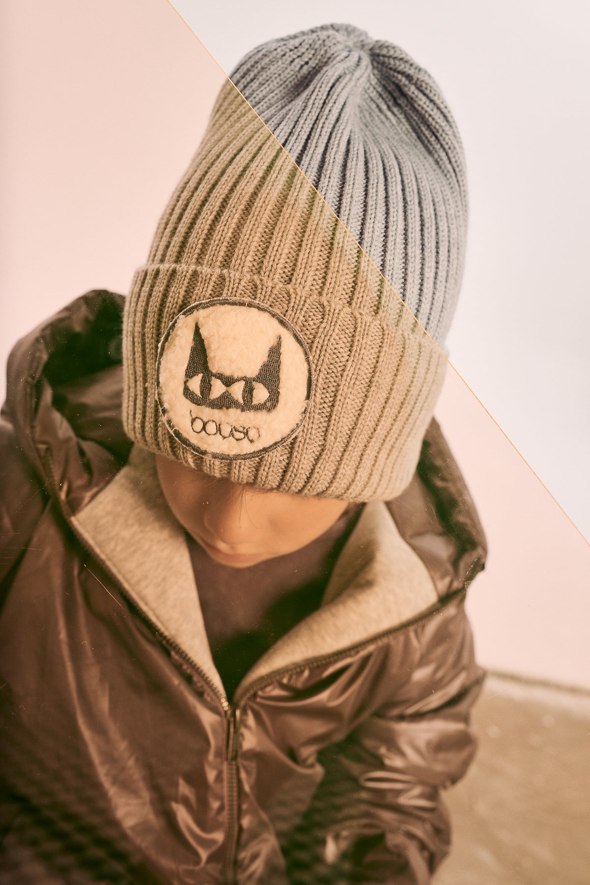 czapka dziecięca- CAT GRAY SAND BEANIE gray melange