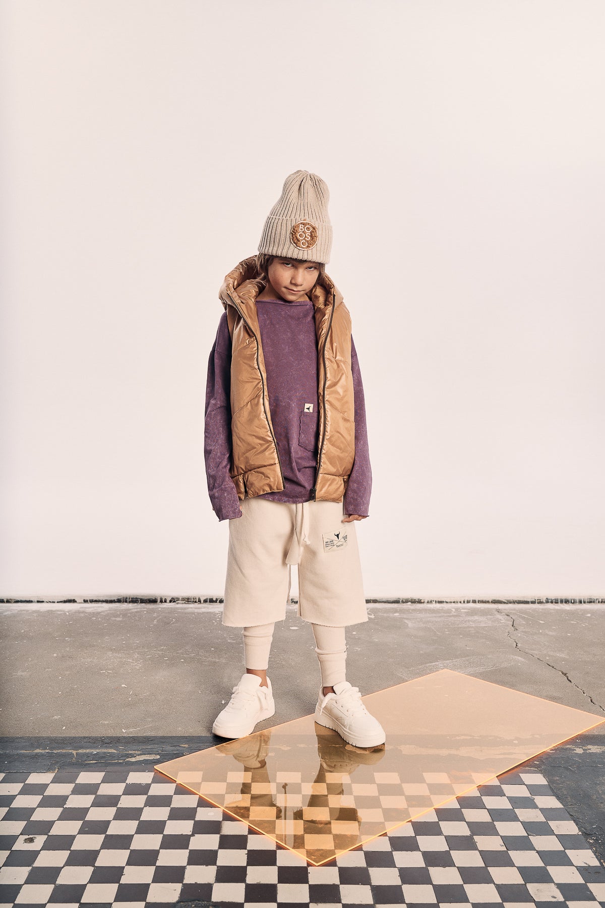 czapka dziecięca- BOOSO BEIGE SAND BEANIE beige