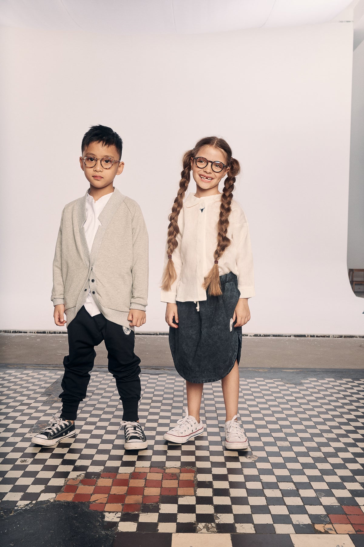 spodnie dziecięce - BLACK BUTTON PANTS black