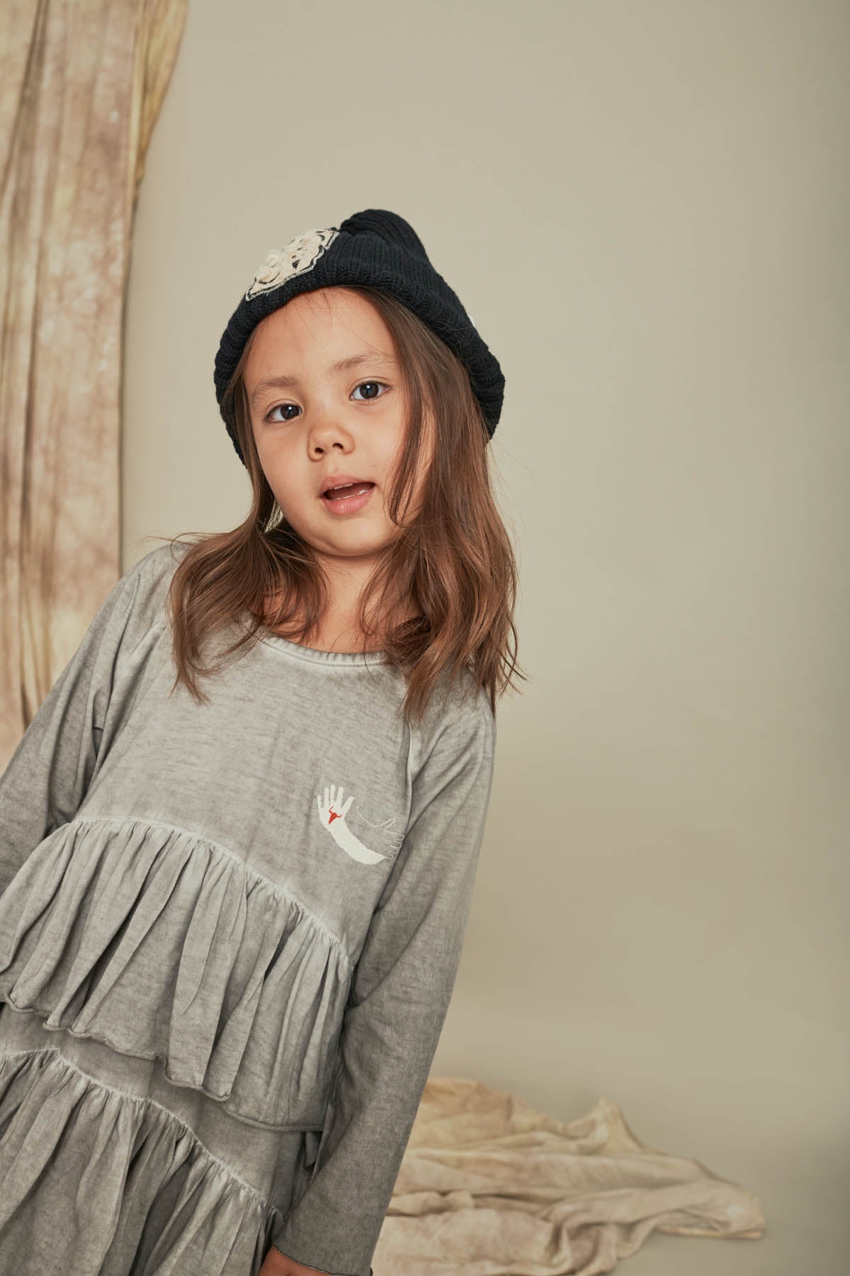 sukienka dziecięca- WAVE COLDDYE DRESS gray