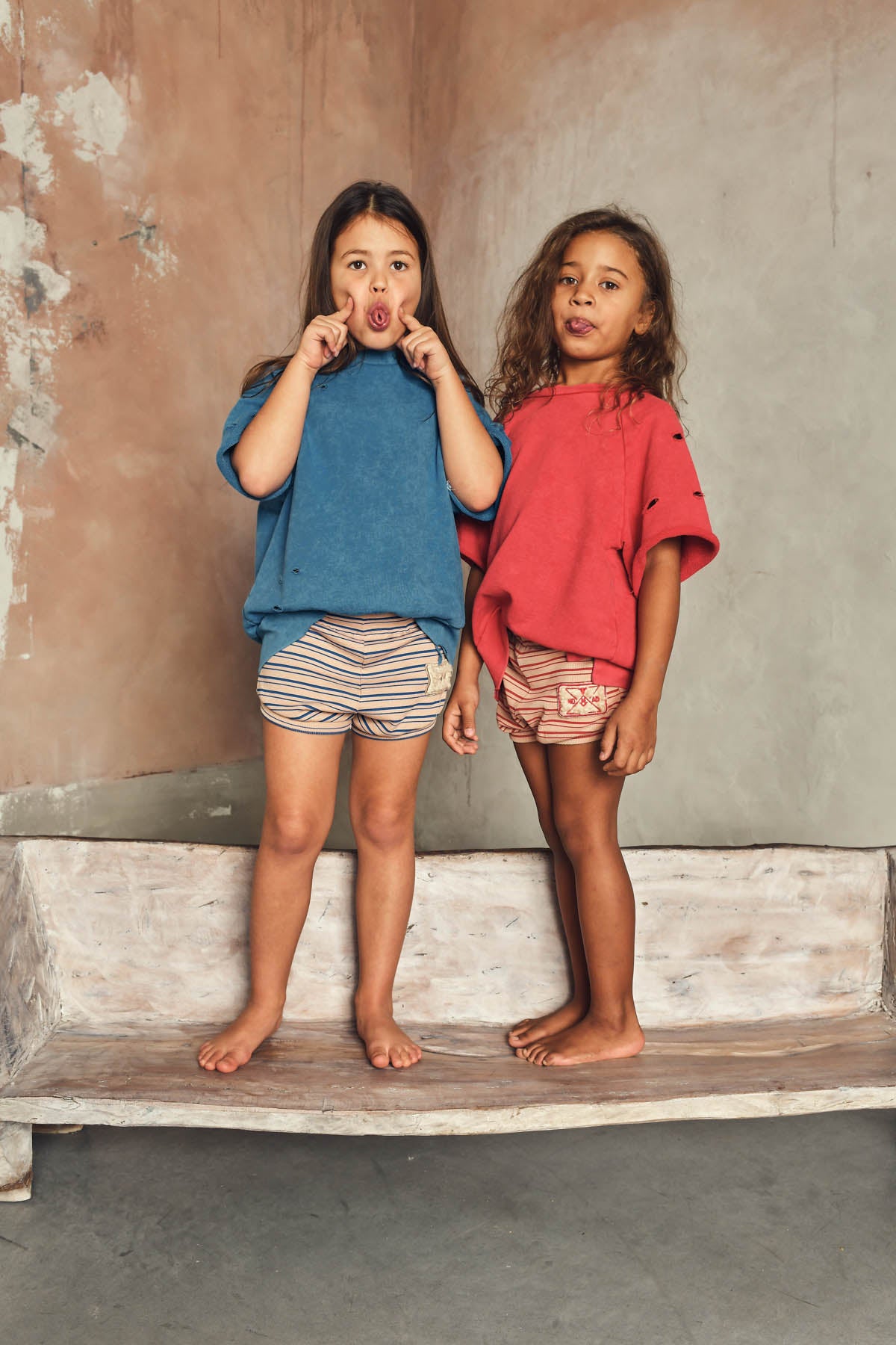 bluza dziecięca - TORN SHORT SWEATSHIRT blue