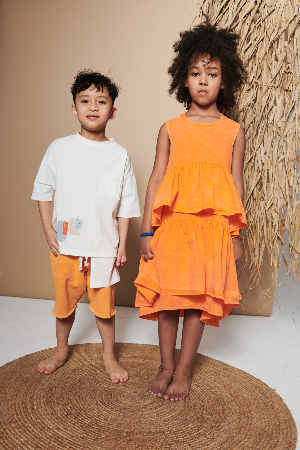 szorty dziecięce - VINTAGE ORANGE SHORTS orange