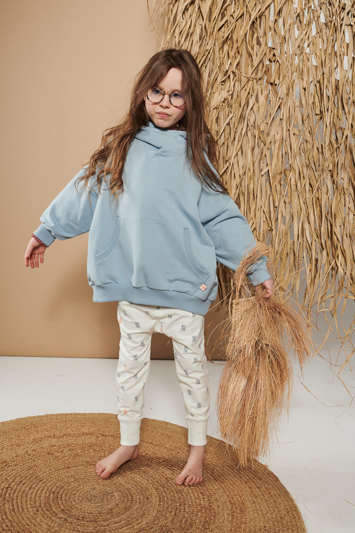 spodnie dziecięce - BOOSO SIMPLE PANTS off white/blue/orange