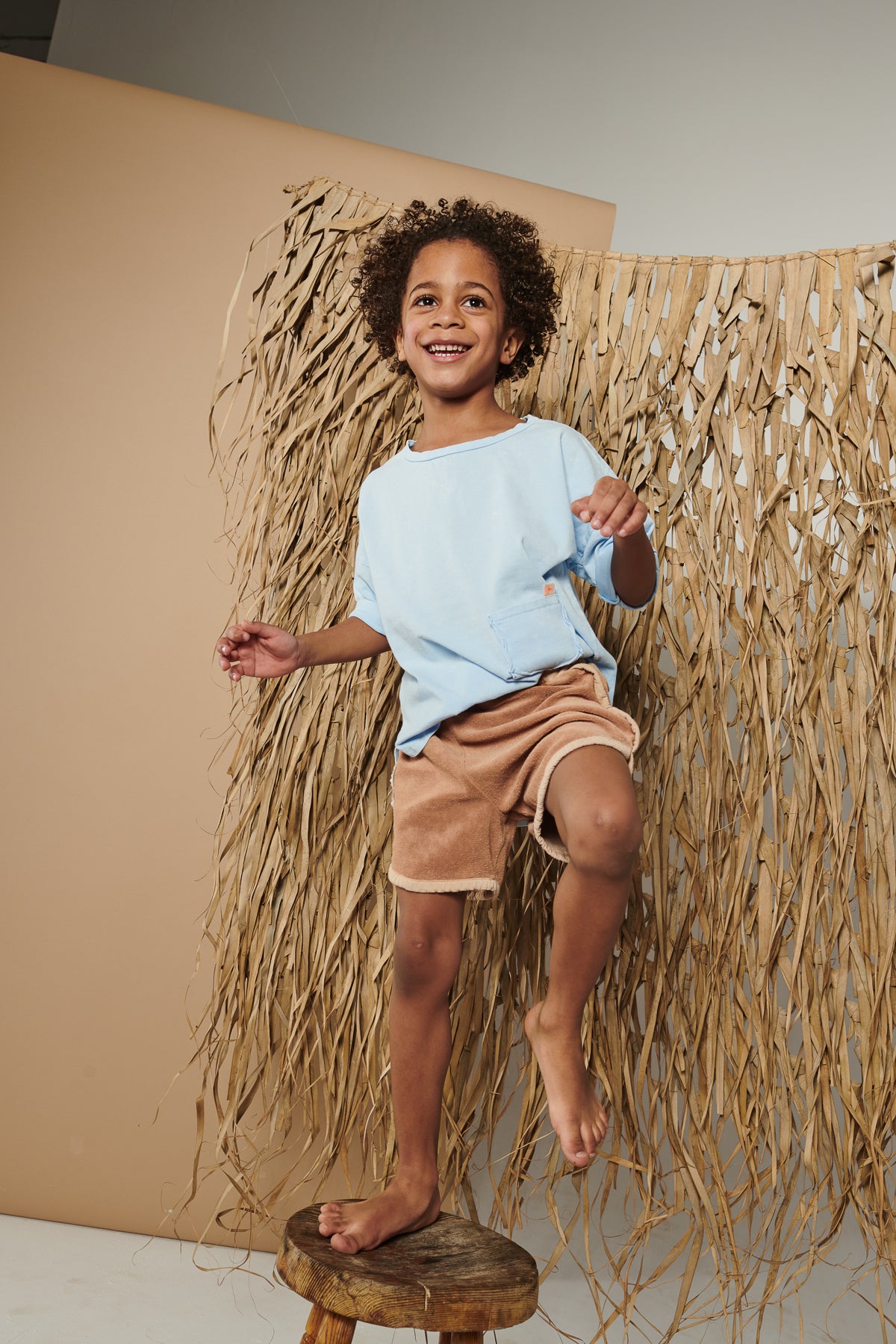 szorty dziecięce - CAMEL TERRY SHORTS camel