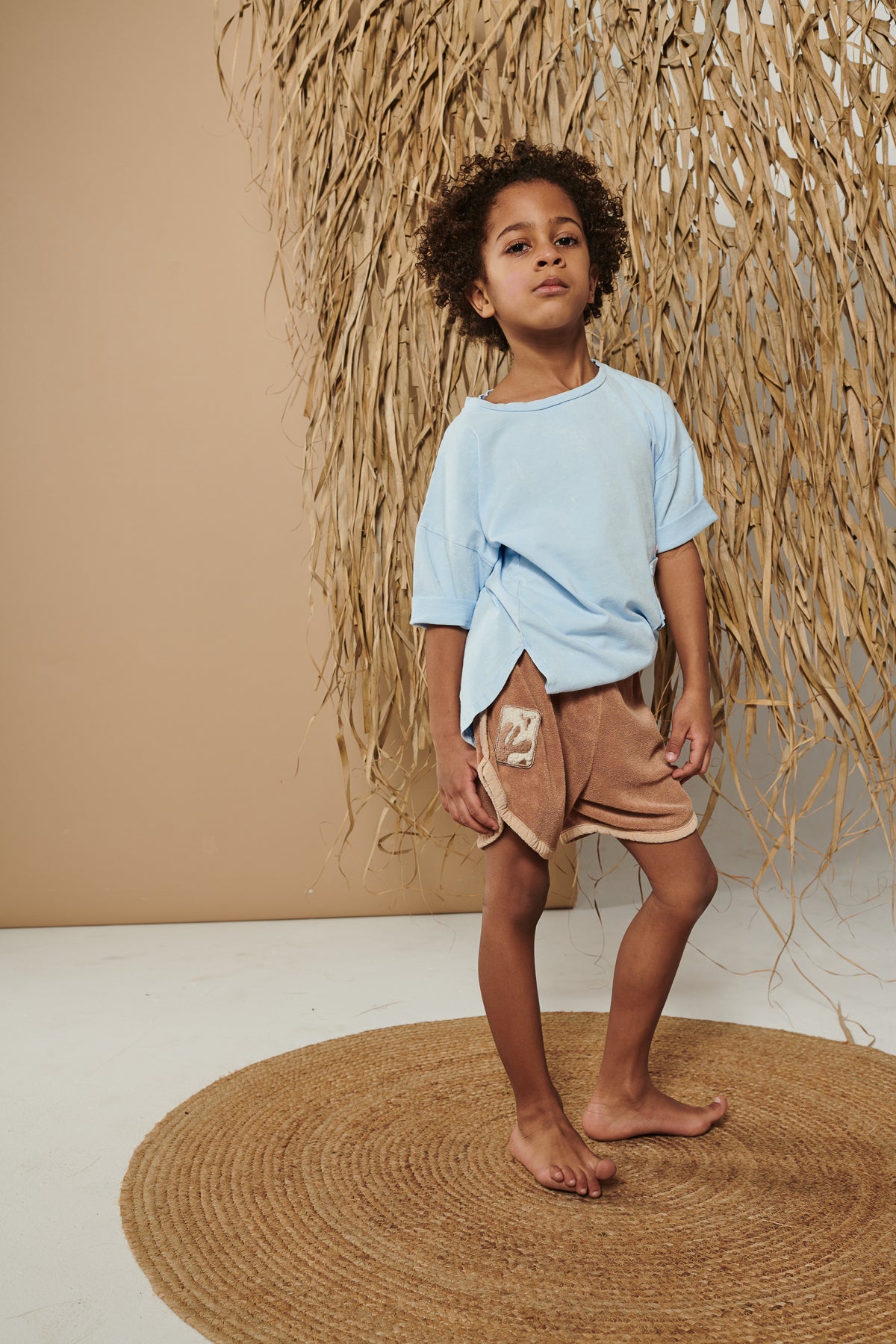 szorty dziecięce - CAMEL TERRY SHORTS camel