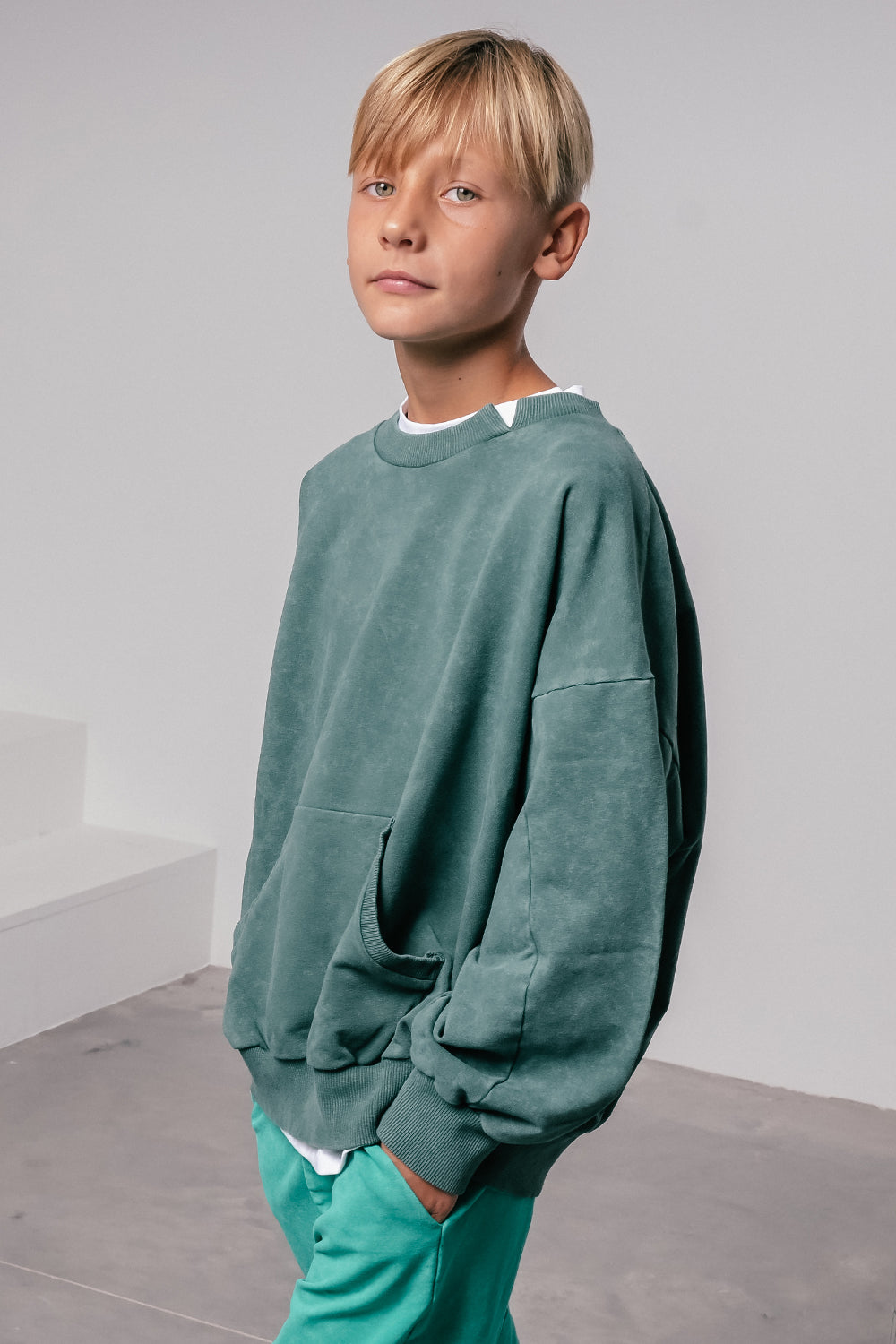 bluza dziecięca- VINTAGE GREEN SWEATSHIRT green
