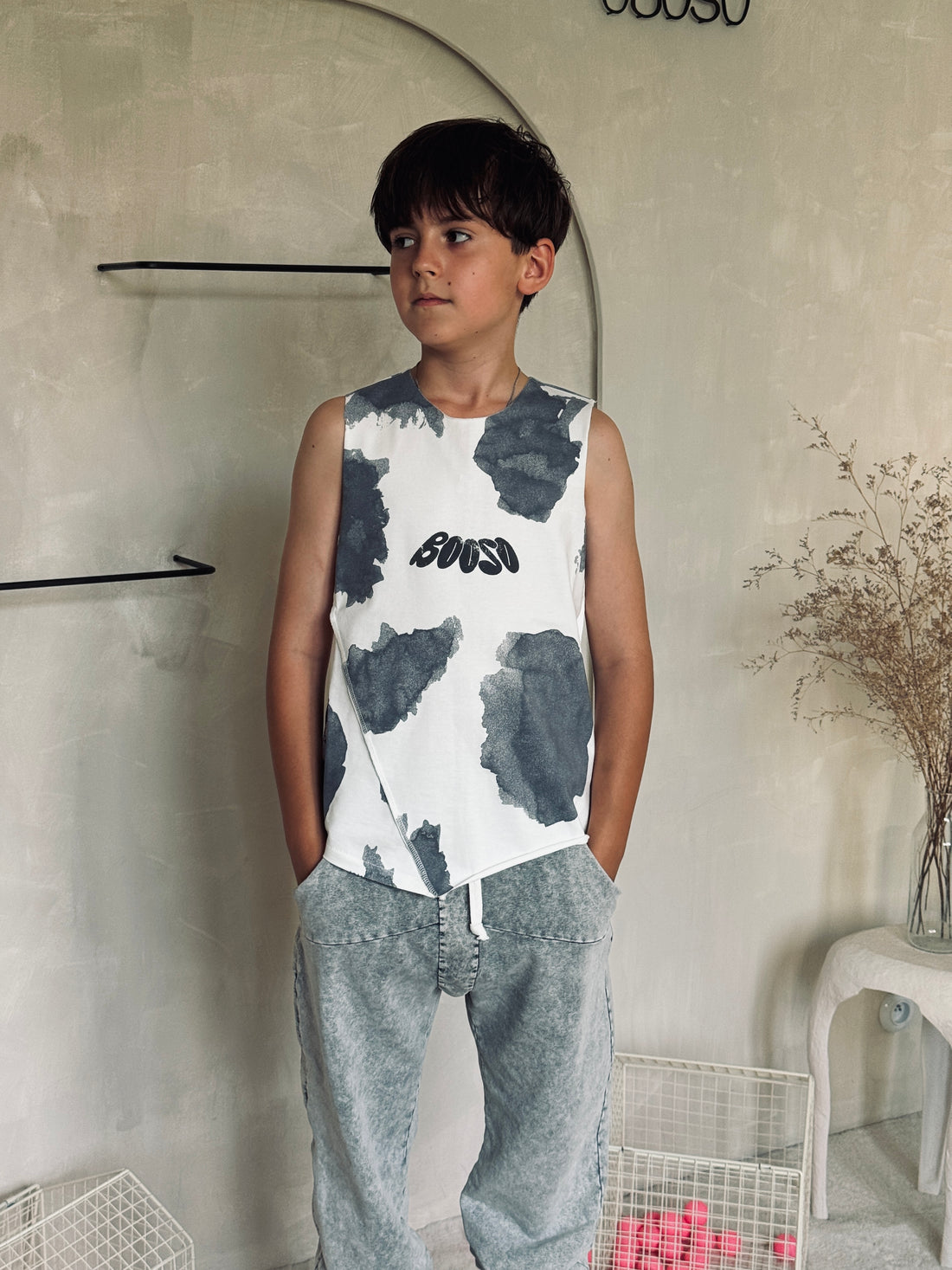 koszulka dziecięca- CLOUD TOP ecru/gray