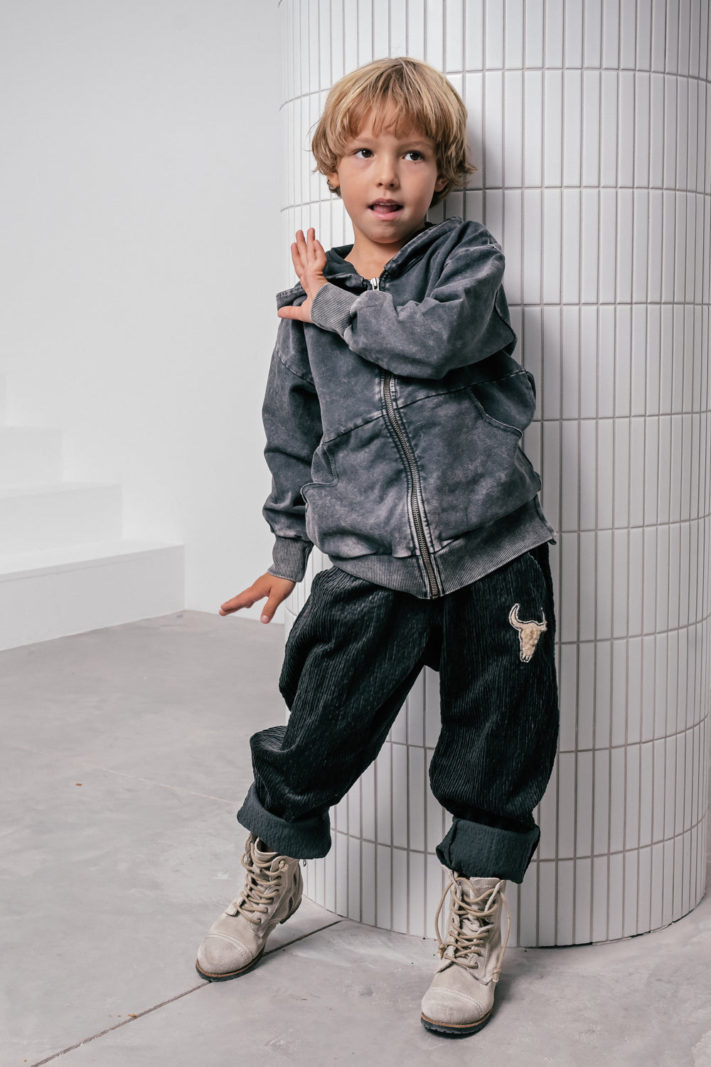 bluza dziecięca - ZIP ACID BLACK HOODIE black