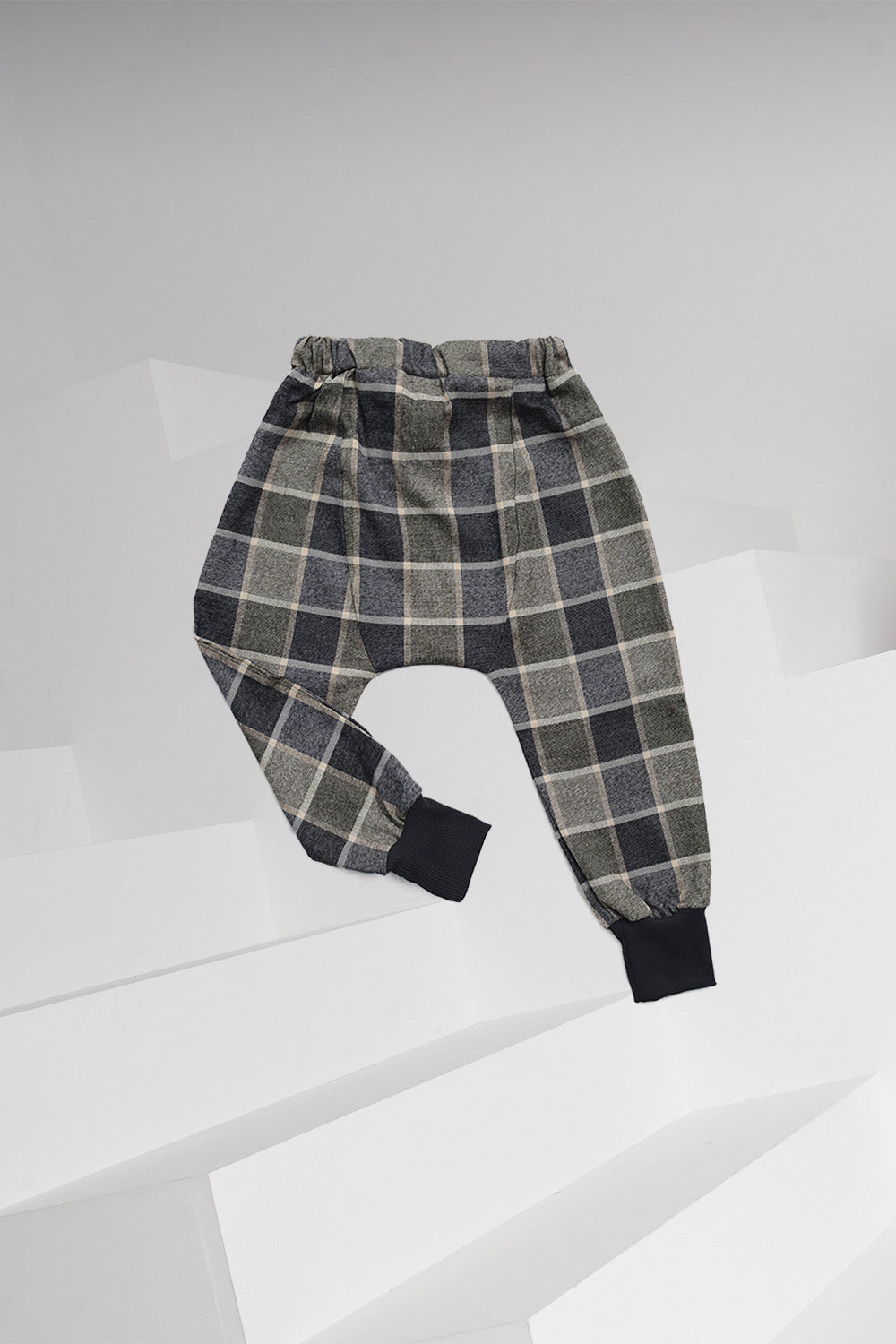 spodnie dziecięce - CHECKED PANTS beige/green/graphite