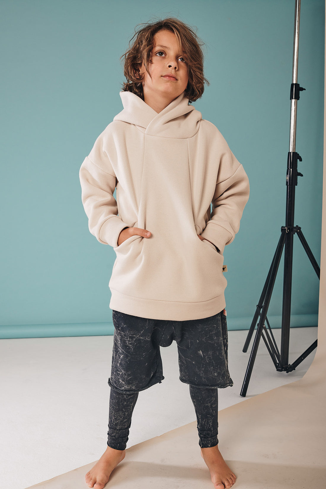 bluza dziecięca- POCKET WARM HOODIE beige
