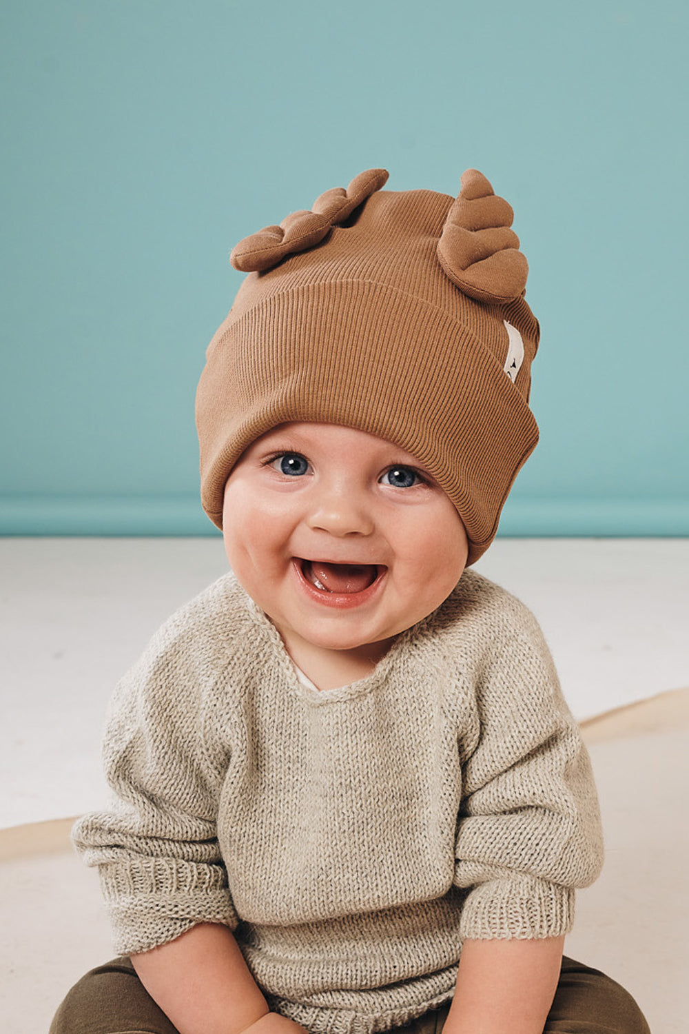 czapka dziecięca- RIBBING BEANIE WINGS double camel