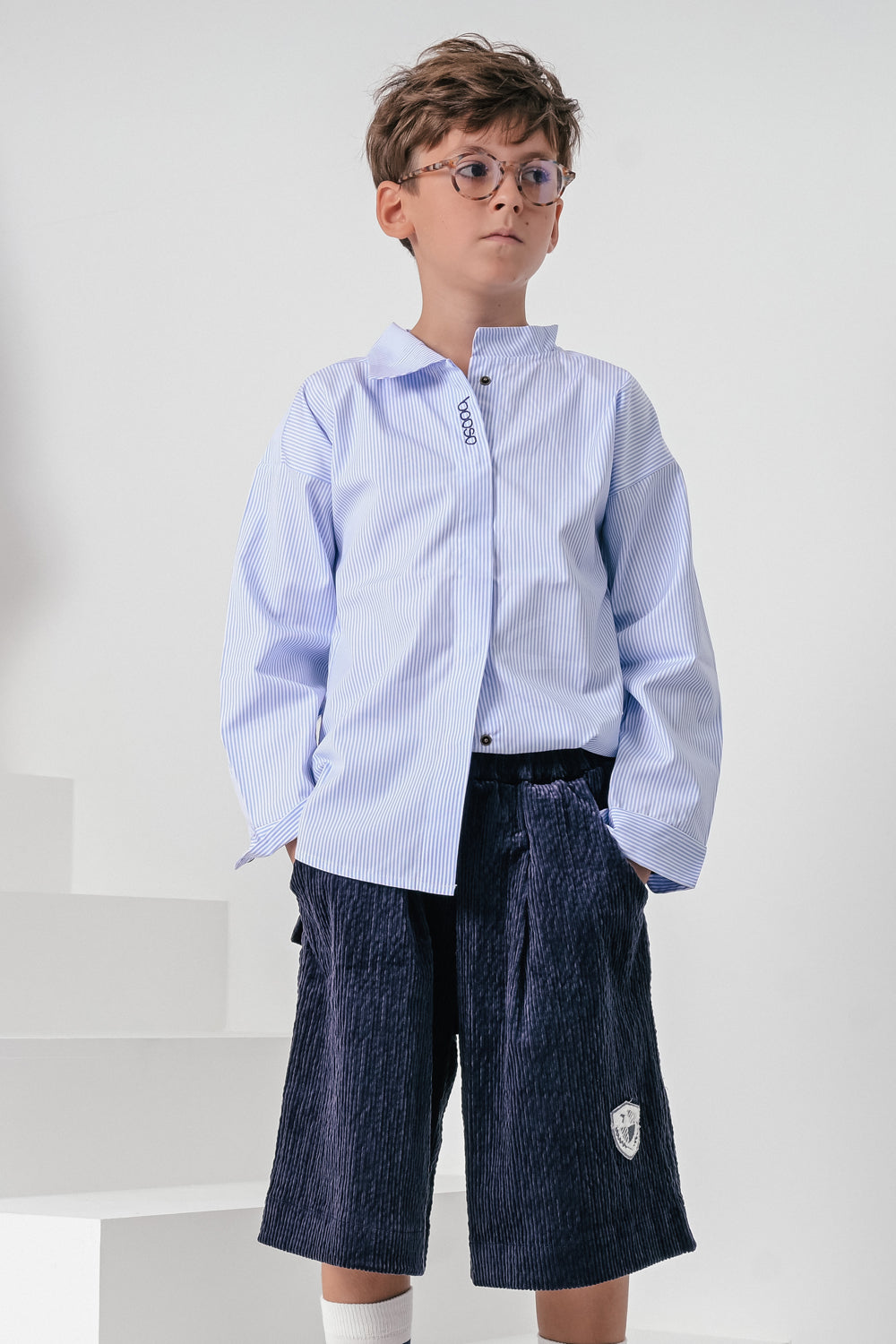 koszula dziecięca- SHIRT STRIPED white/blue
