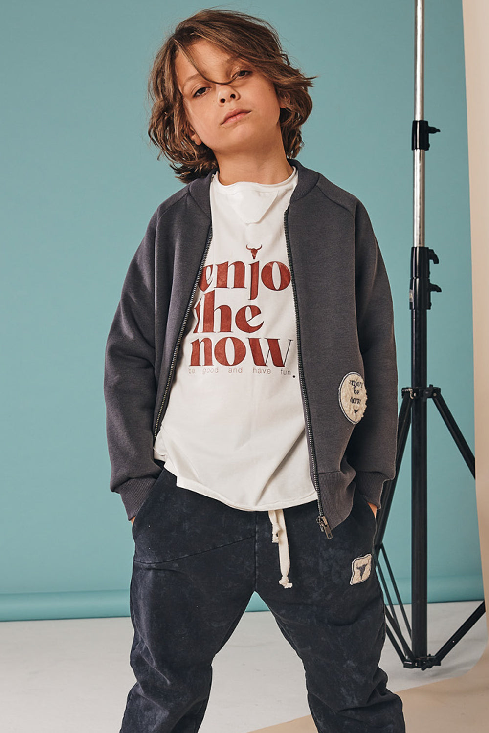 bluza dziecięca- Bomber zip grafit