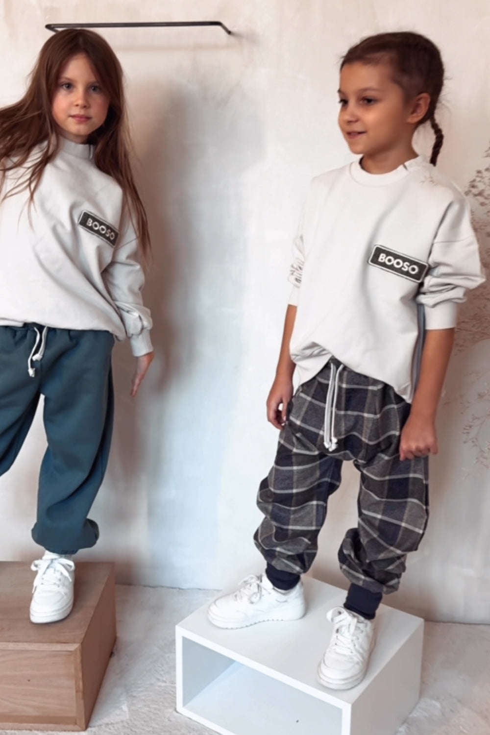 spodnie dziecięce - CHECKED PANTS beige/green/graphite