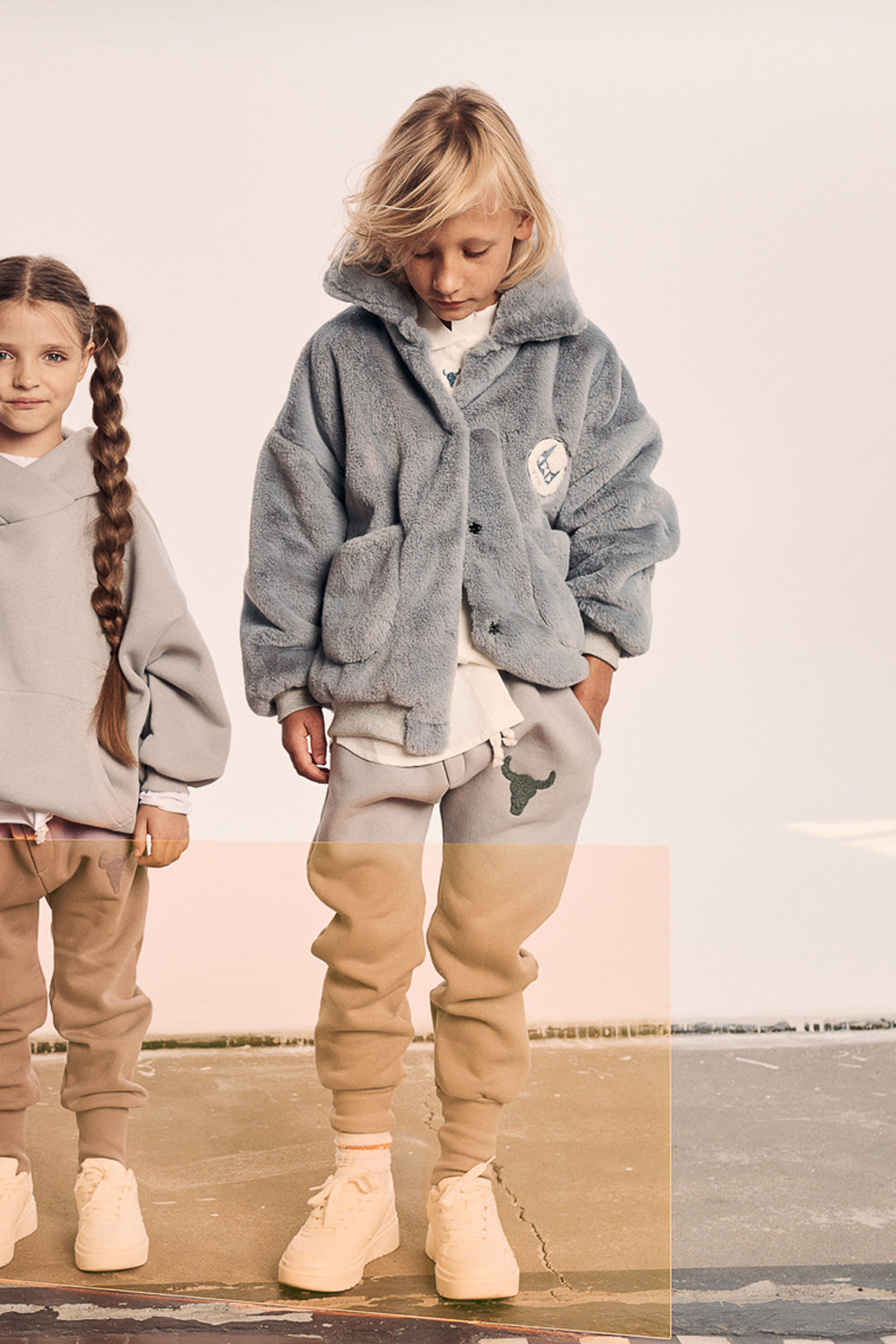 kożuch dziecięcy- FUR BOMBER gray