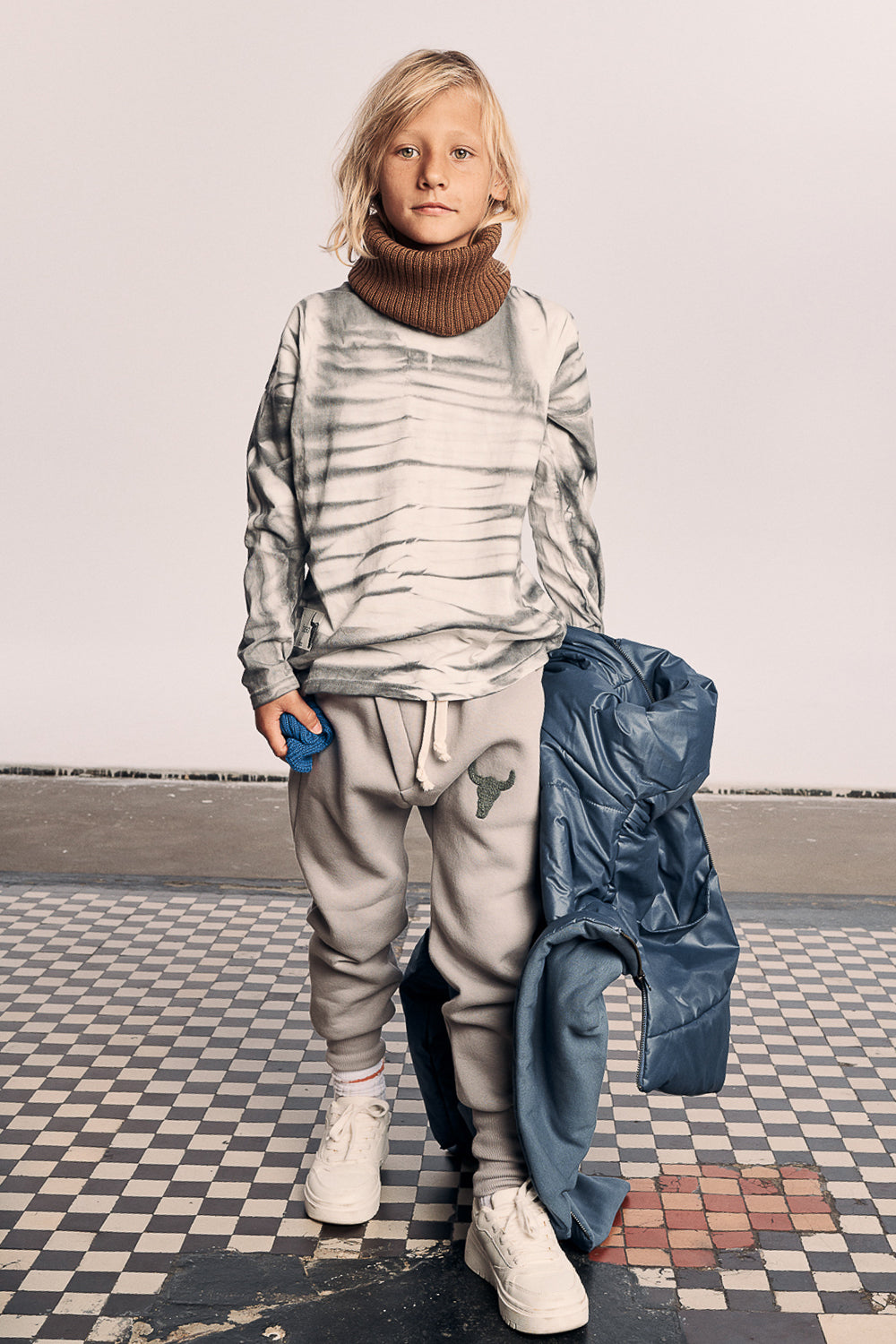 koszulka dziecięca- CLASSIC LONG gray tiedye