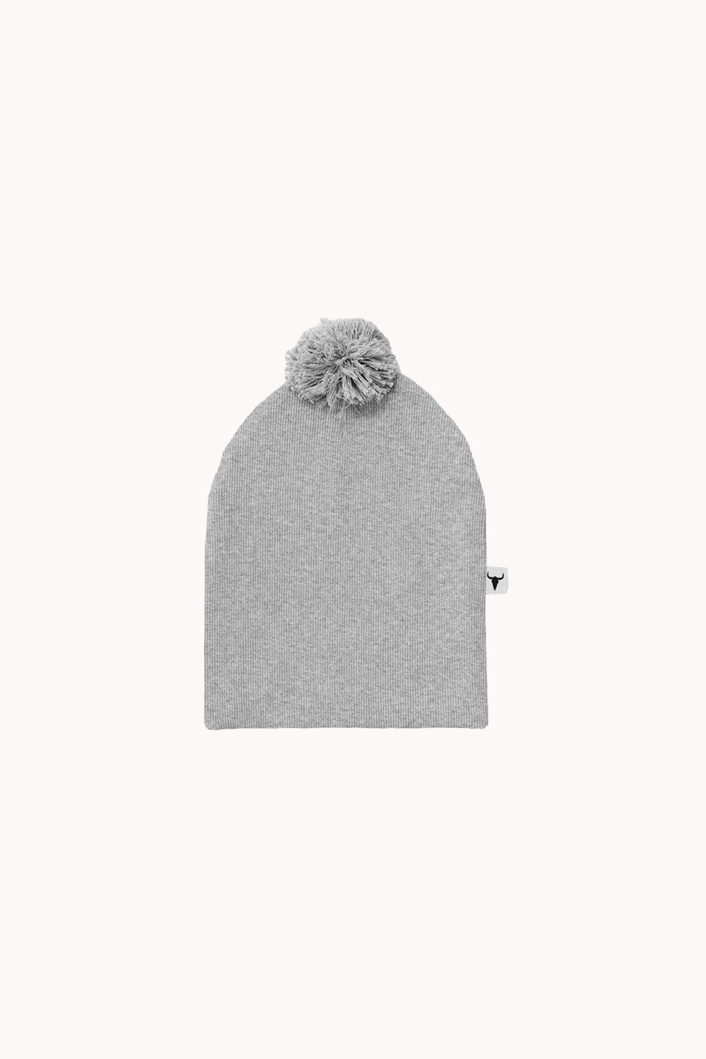czapka dziecięca- RIBB BEANIE POMPOM gray marl