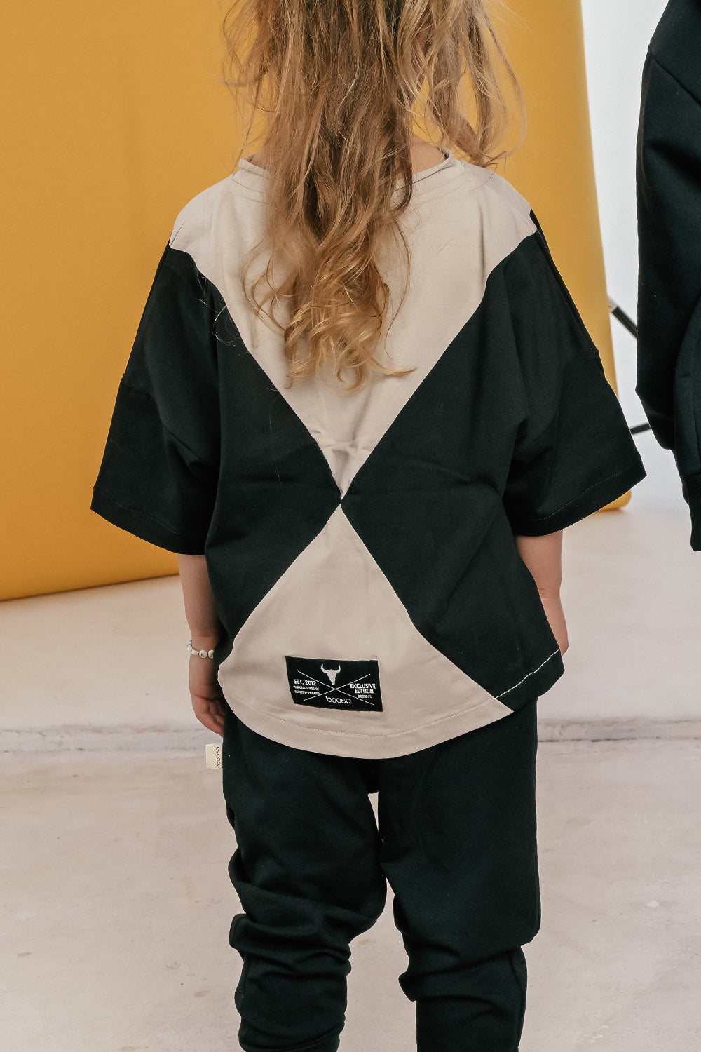 koszulka dziecięca- PANEL TEE beige/black