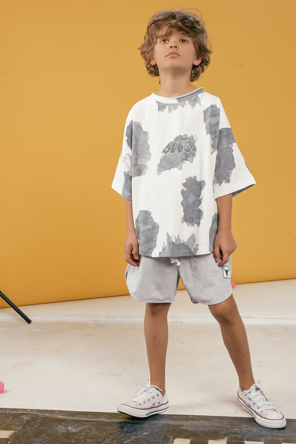 koszulka dziecięca- CLOUD TEE ecru/gray