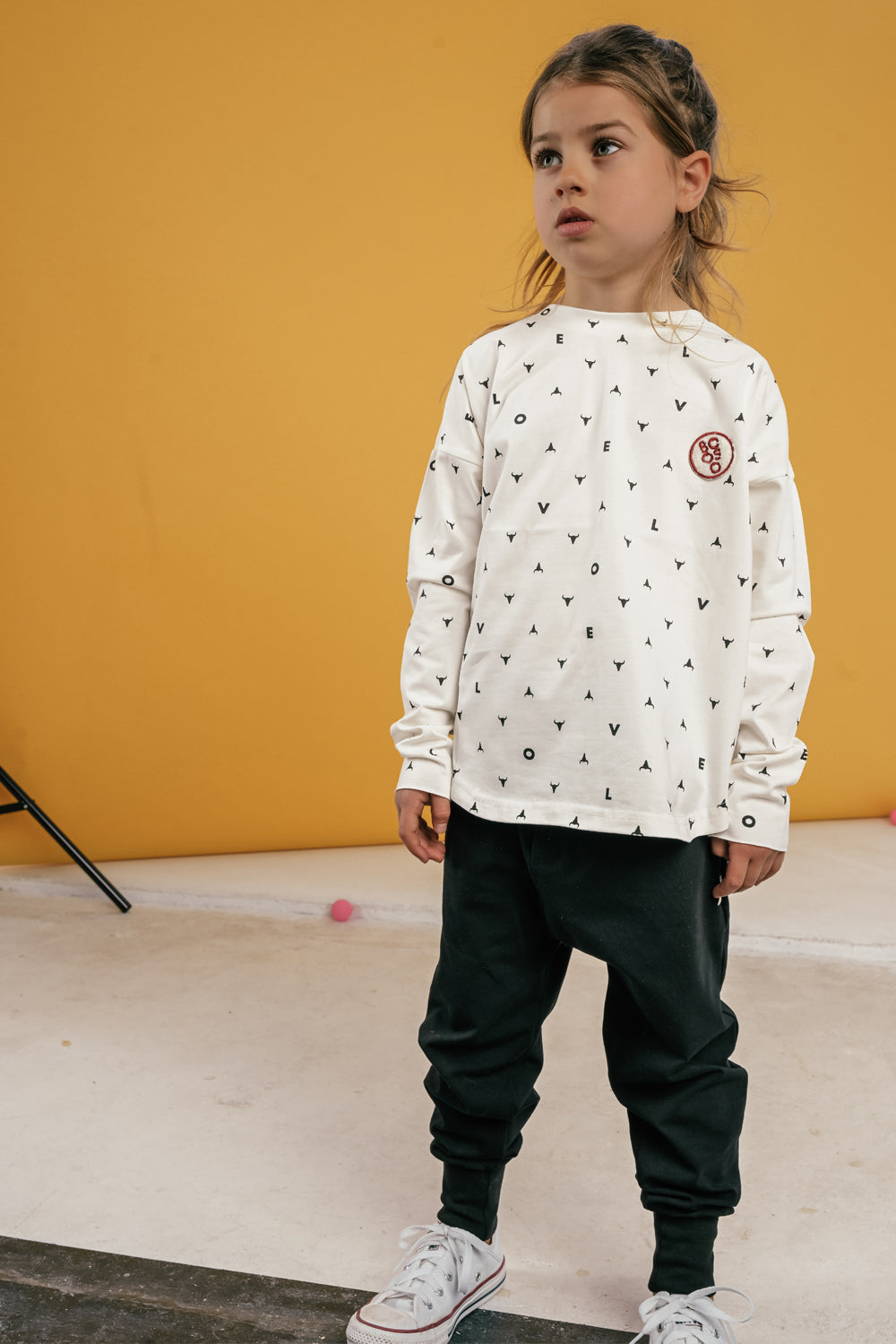 koszulka dziecięca- LOVE LOVE LONGSLEEVE ecru/black